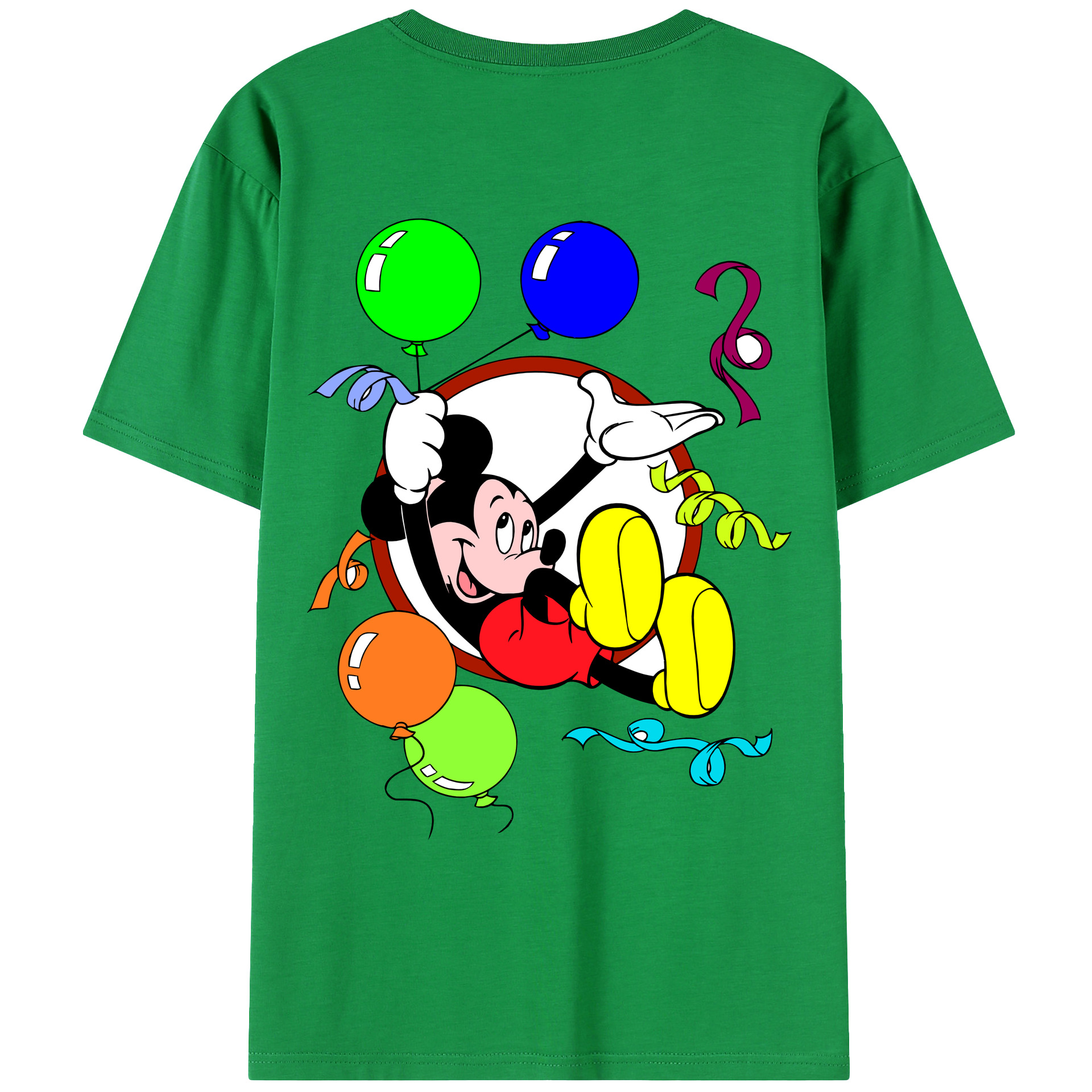 ミッキーマウス Mickey Mouse 綿100％ メンズ半袖Tシャツ（バックプリント） 通気性