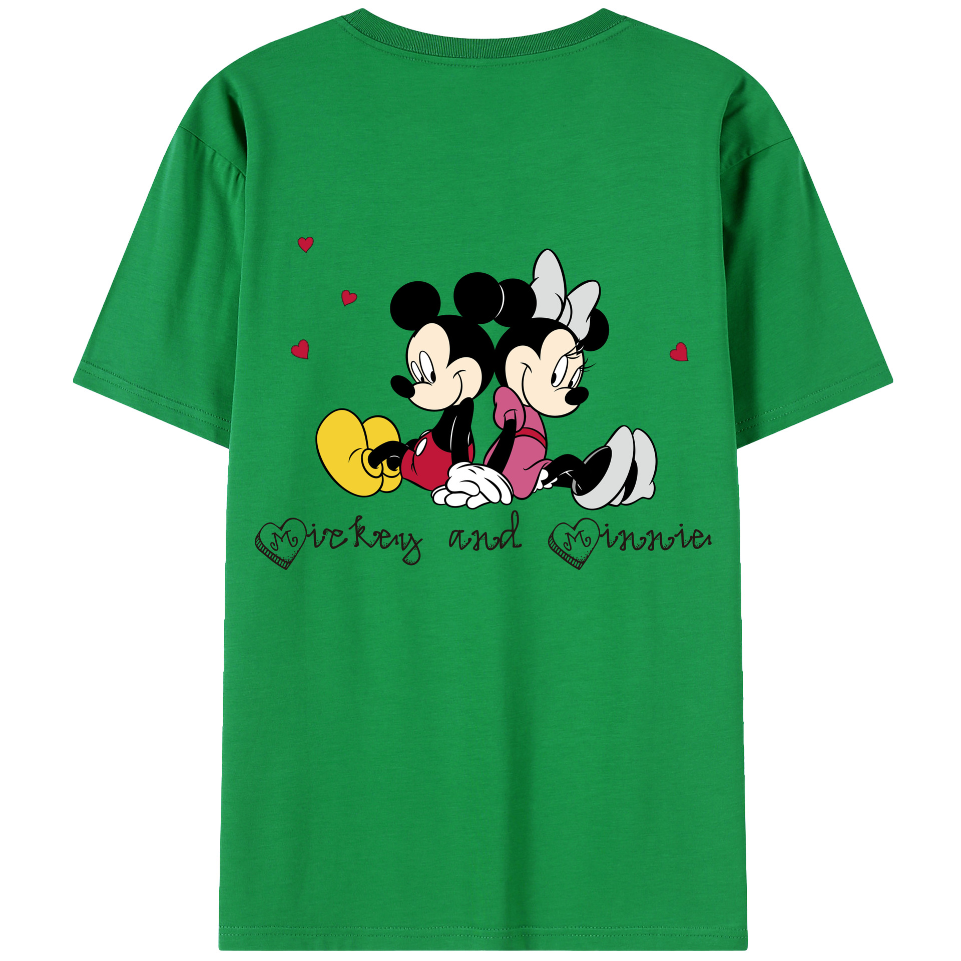 ミッキーマウス Mickey Mouse 綿100％ メンズ半袖Tシャツ（バックプリント） 通気性