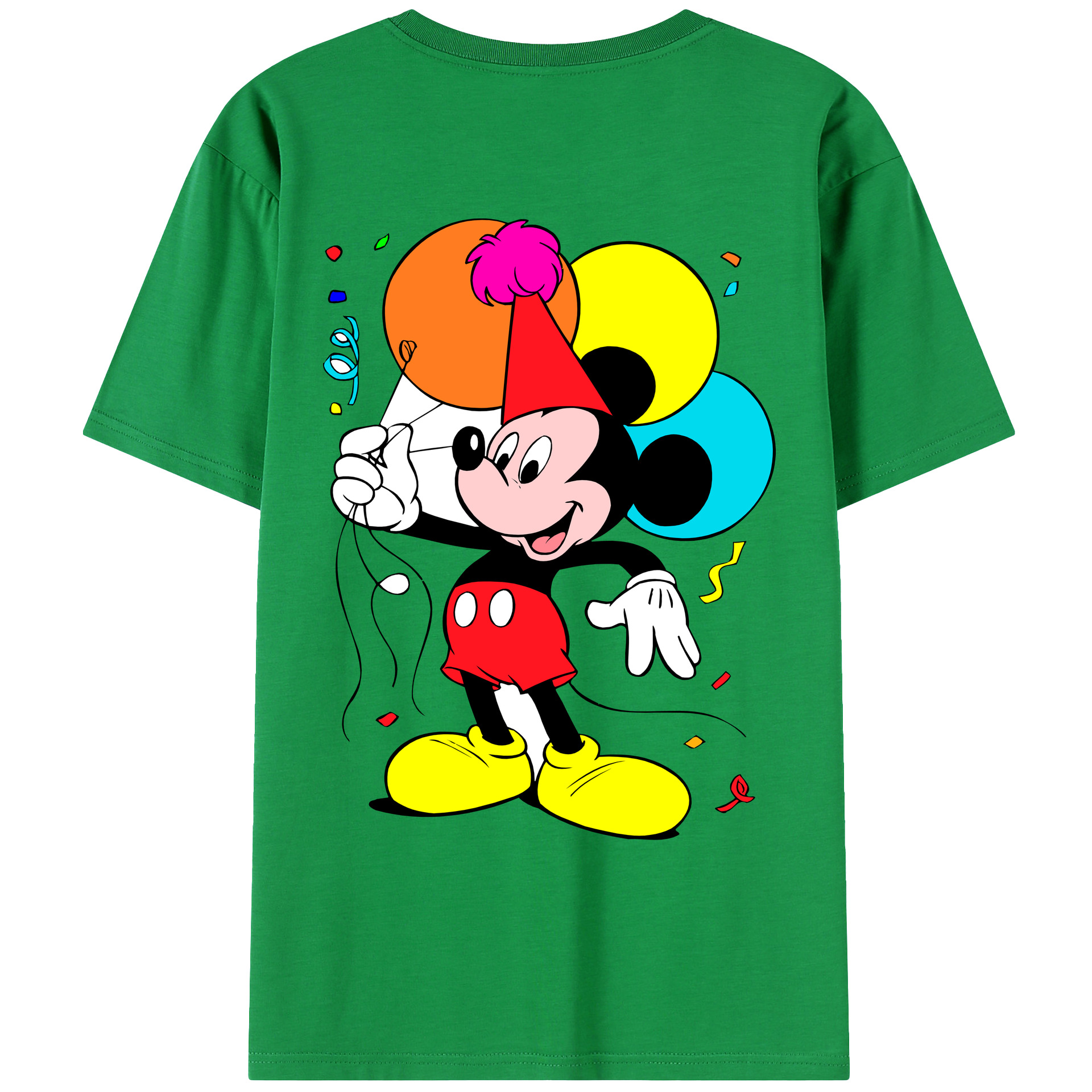 ミッキーマウス Mickey Mouse 綿100％ メンズ半袖Tシャツ（バックプリント） 通気性