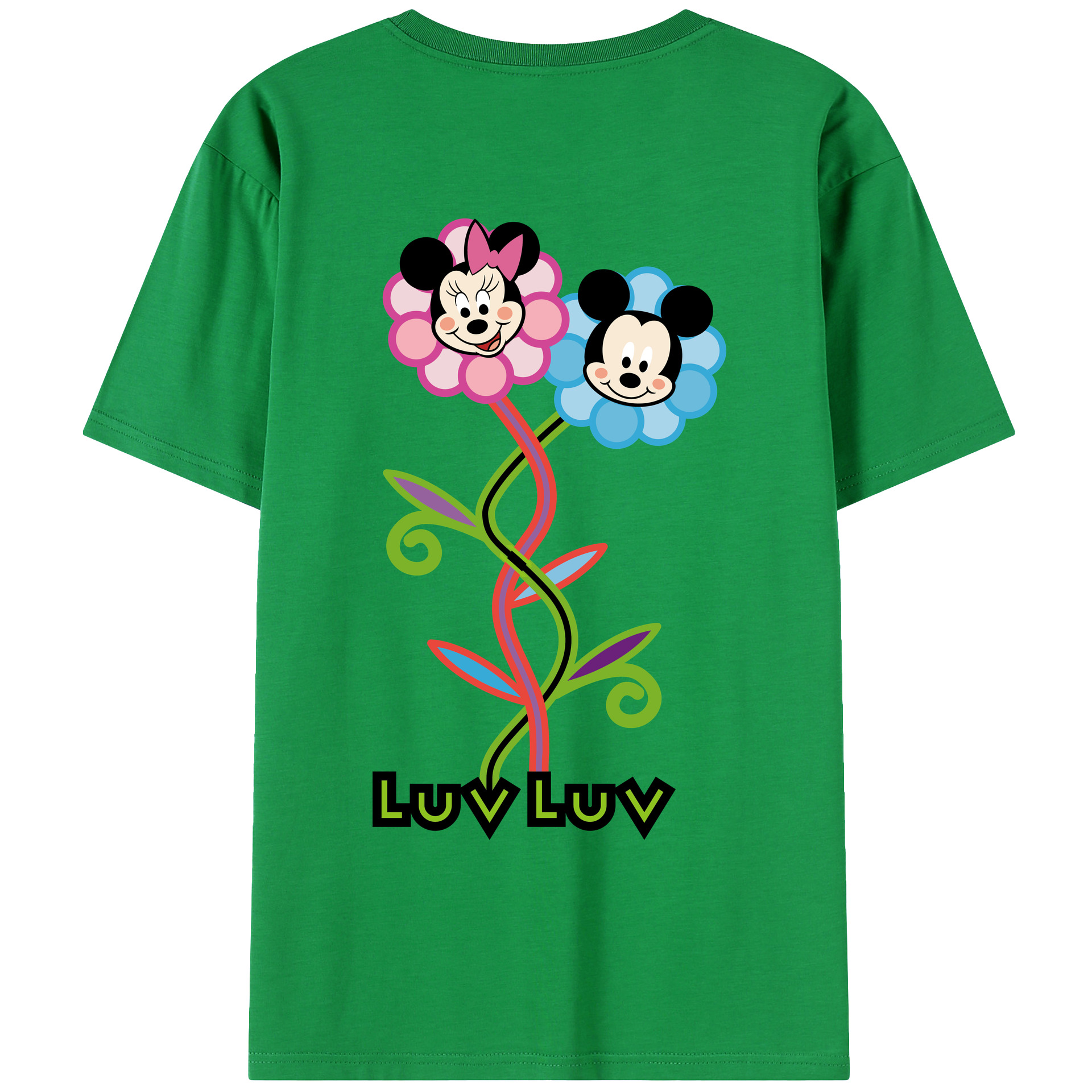 ミッキーマウス Mickey Mouse 綿100％ メンズ半袖Tシャツ（バックプリント） 通気性