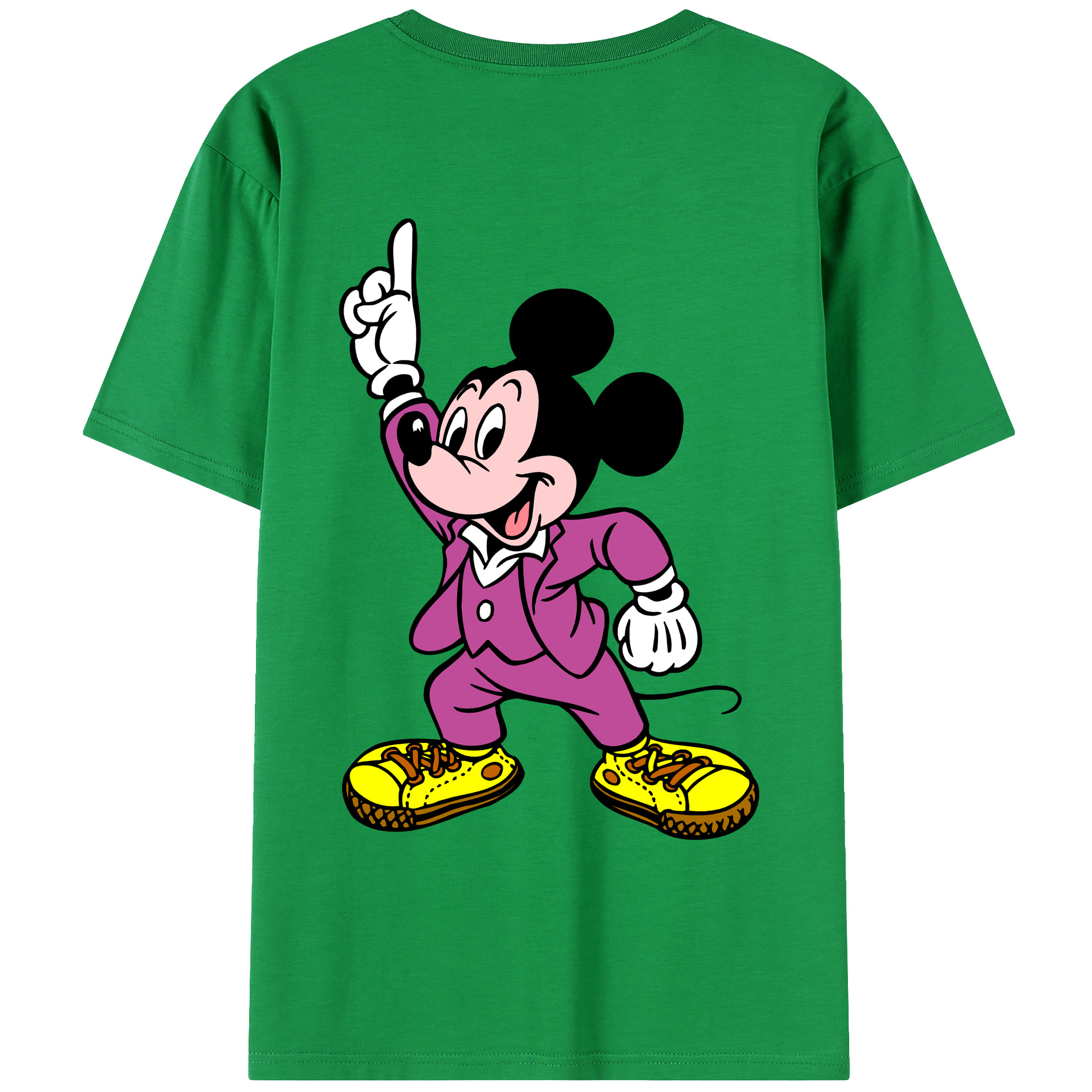（画像用） ミッキーマウス Mickey Mouse 綿100％ メンズ半袖Tシャツ（バックプリント） 通気性