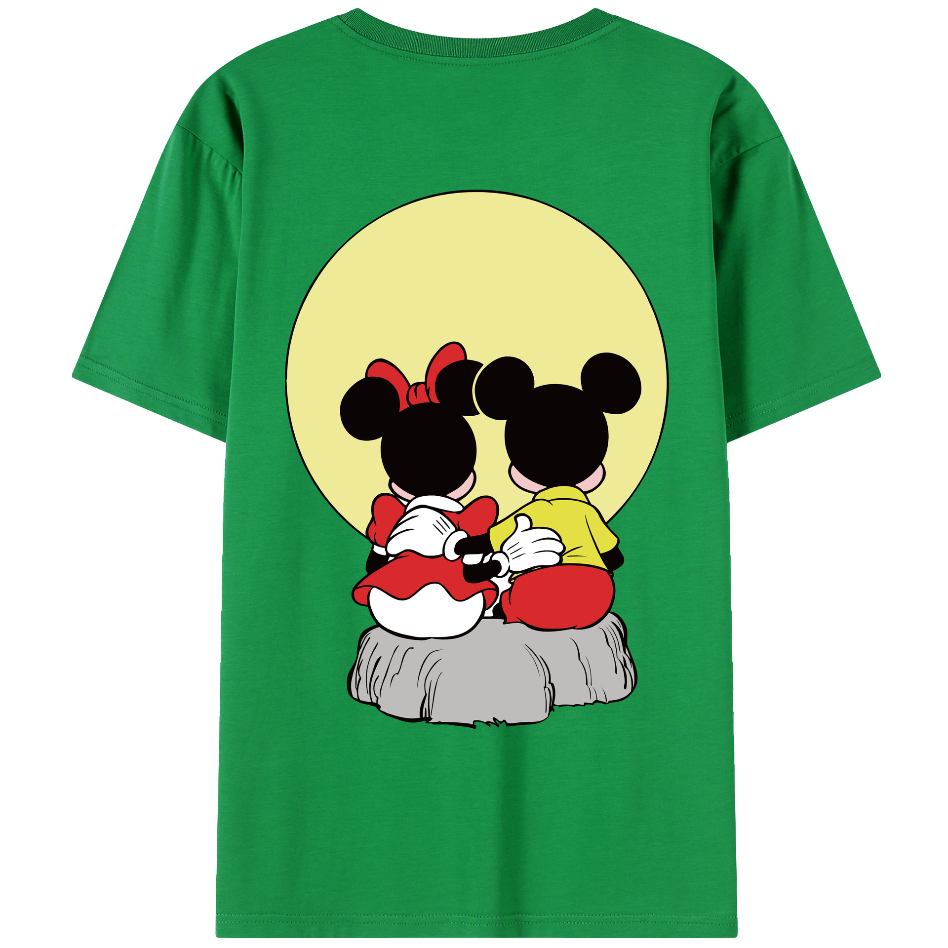 ミッキーマウス Mickey Mouse 綿100％ メンズ半袖Tシャツ（バックプリント） 通気性