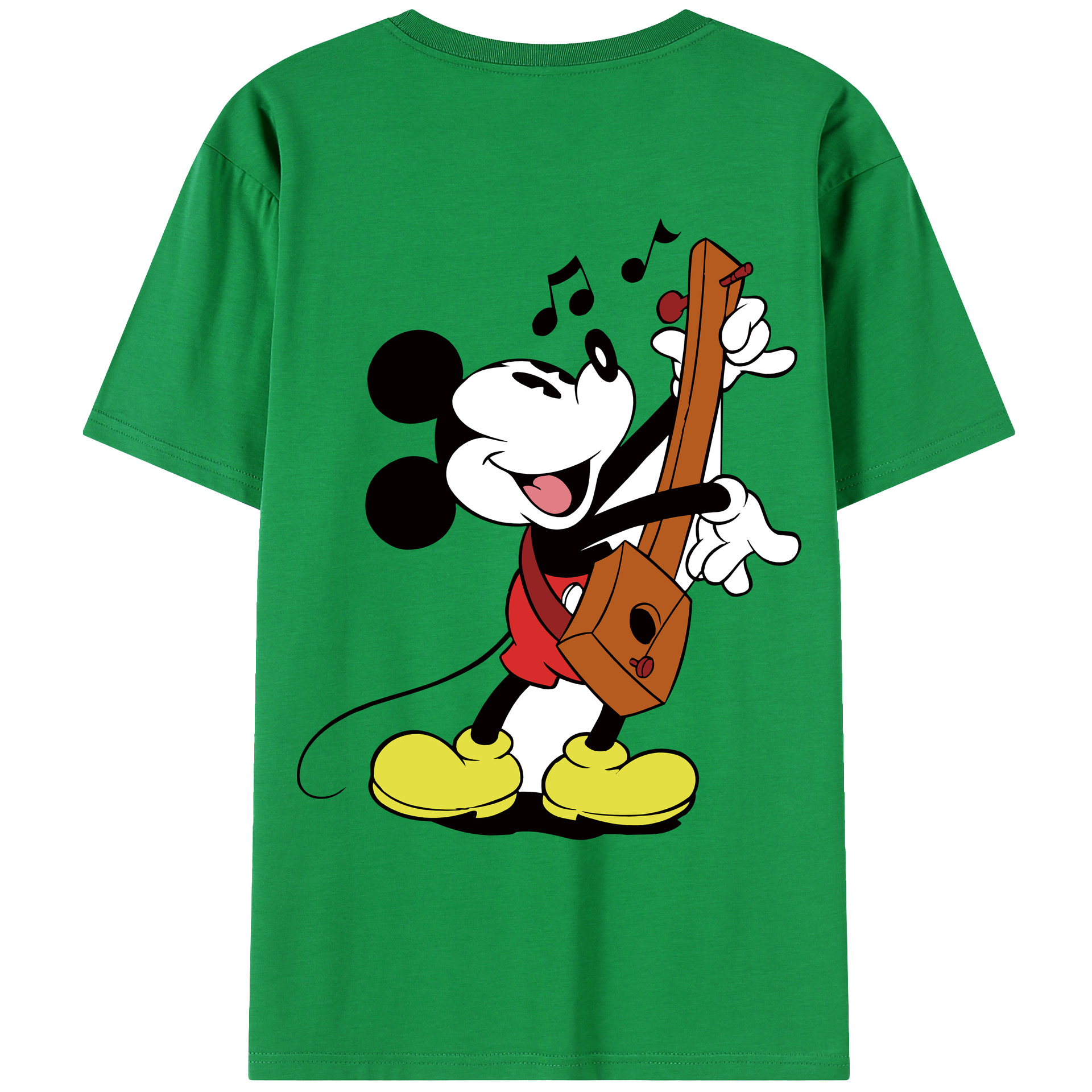 ミッキーマウス Mickey Mouse 綿100％ メンズ半袖Tシャツ（バックプリント） 通気性