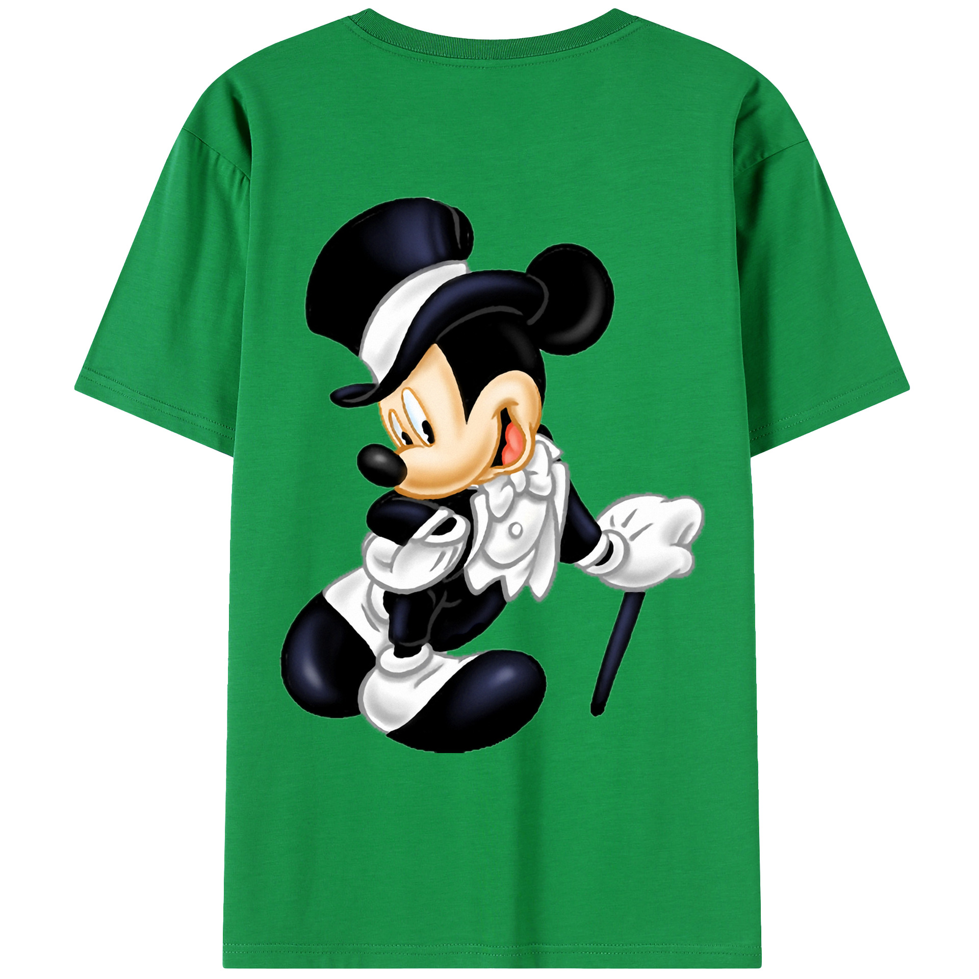 ミッキーマウス Mickey Mouse 綿100％ メンズ半袖Tシャツ（バックプリント） 通気性