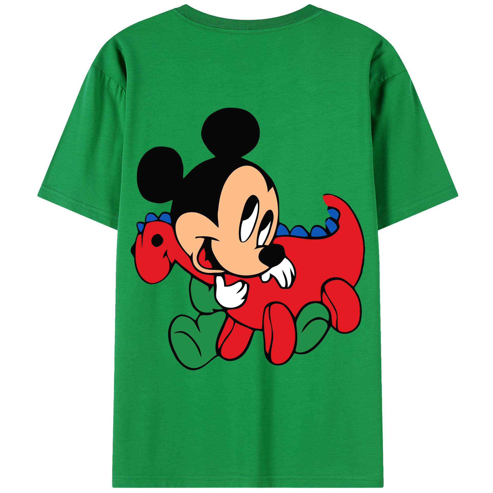 ミッキーマウス Mickey Mouse 綿100％ メンズ半袖Tシャツ（バックプリント） 通気性