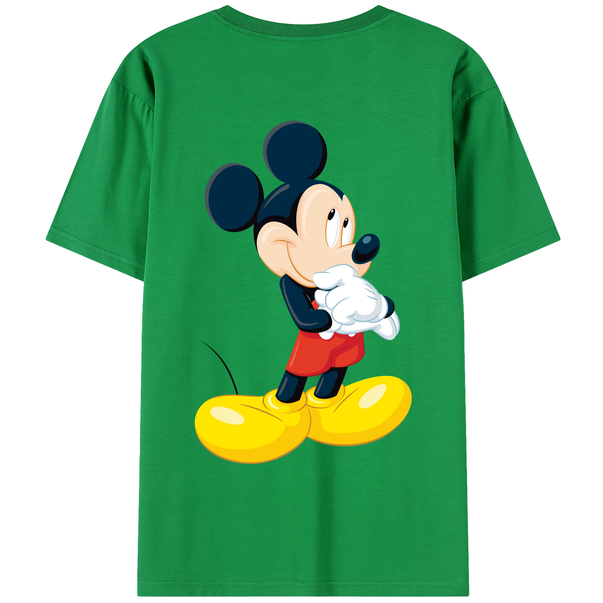ミッキーマウス Mickey Mouse 綿100％ メンズ半袖Tシャツ（バックプリント） 通気性