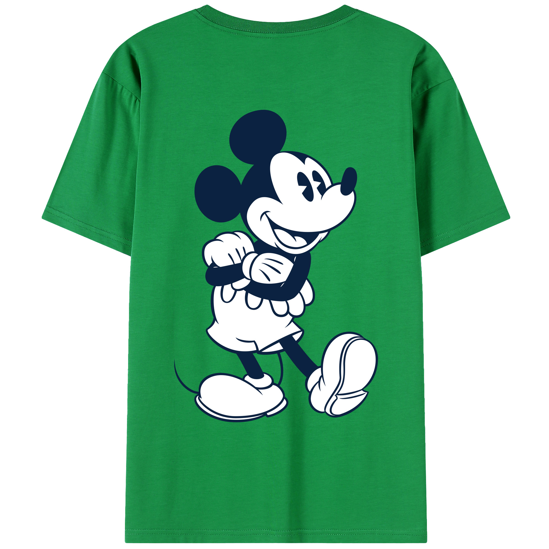 ミッキーマウス Mickey Mouse 綿100％ メンズ半袖Tシャツ（バックプリント） 通気性