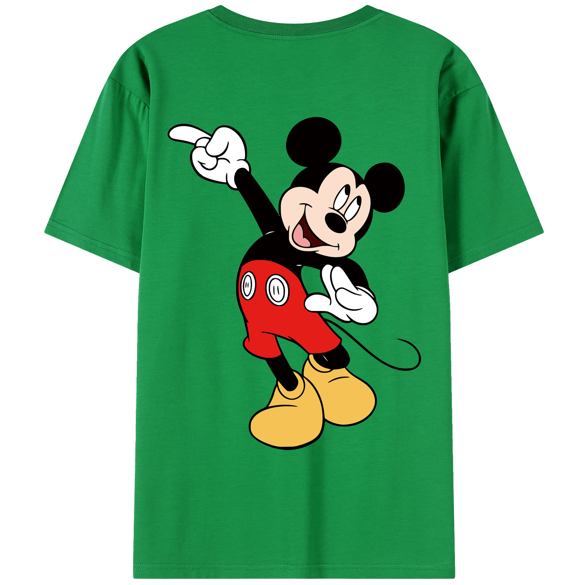 ミッキーマウス Mickey Mouse 綿100％ メンズ半袖Tシャツ（バックプリント） 通気性