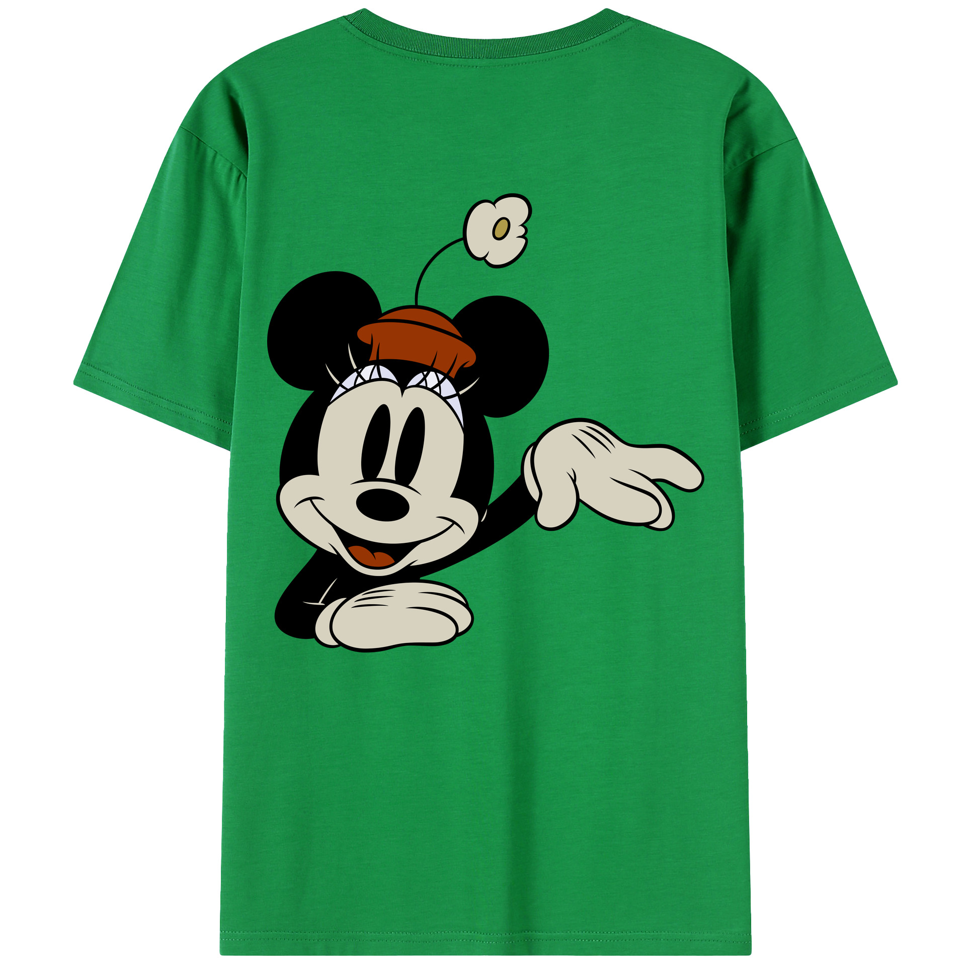 ミッキーマウス Mickey Mouse 綿100％ メンズ半袖Tシャツ（バックプリント） 通気性