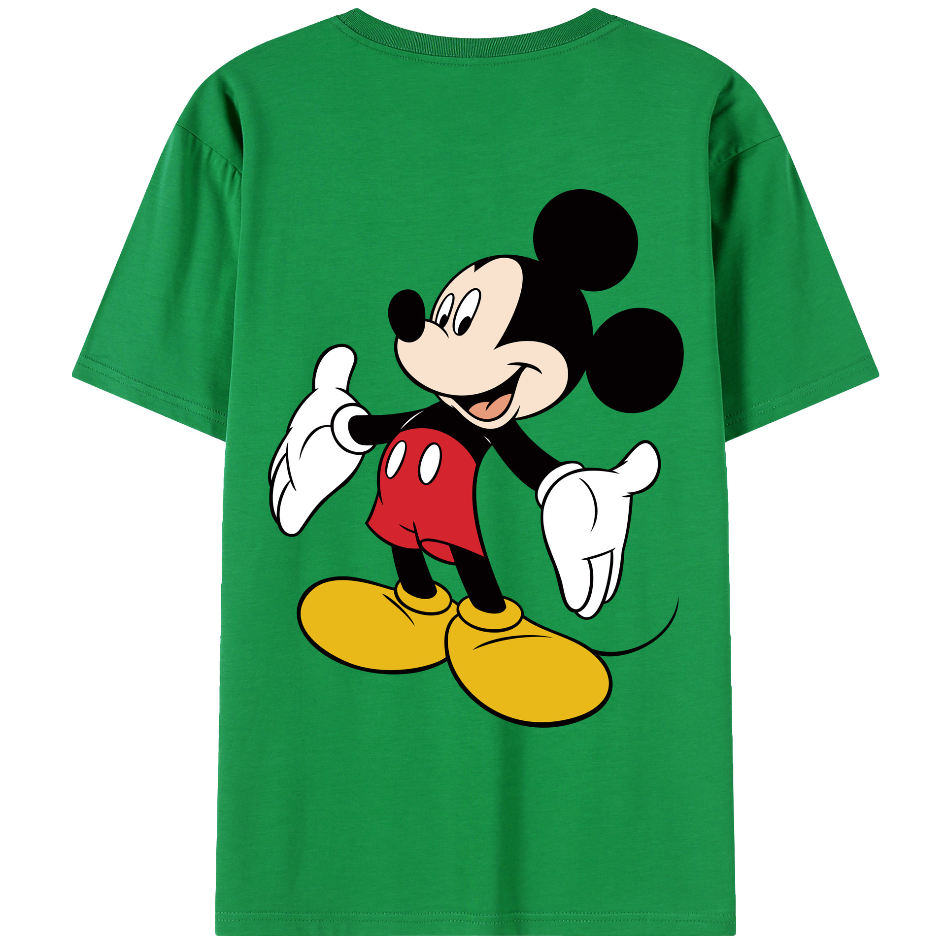ミッキーマウス Mickey Mouse 綿100％ メンズ半袖Tシャツ（バックプリント） 通気性