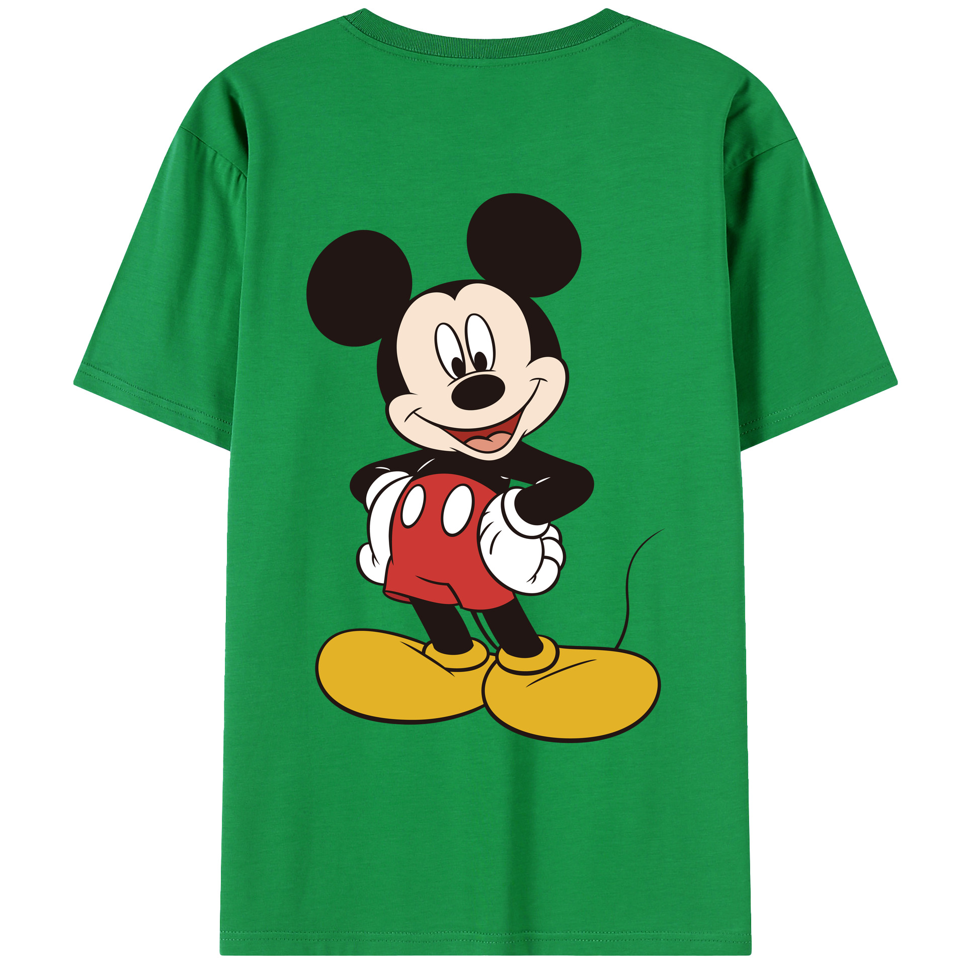ミッキーマウス Mickey Mouse 綿100％ メンズ半袖Tシャツ（バックプリント） 通気性