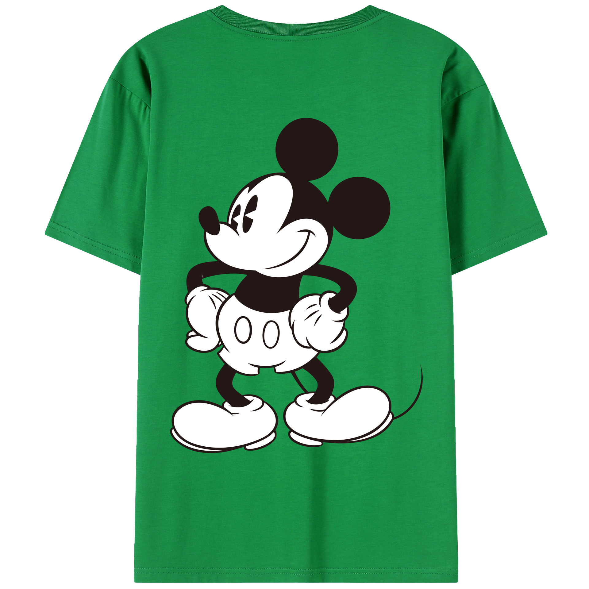 ミッキーマウス Mickey Mouse 綿100％ メンズ半袖Tシャツ（バックプリント） 通気性