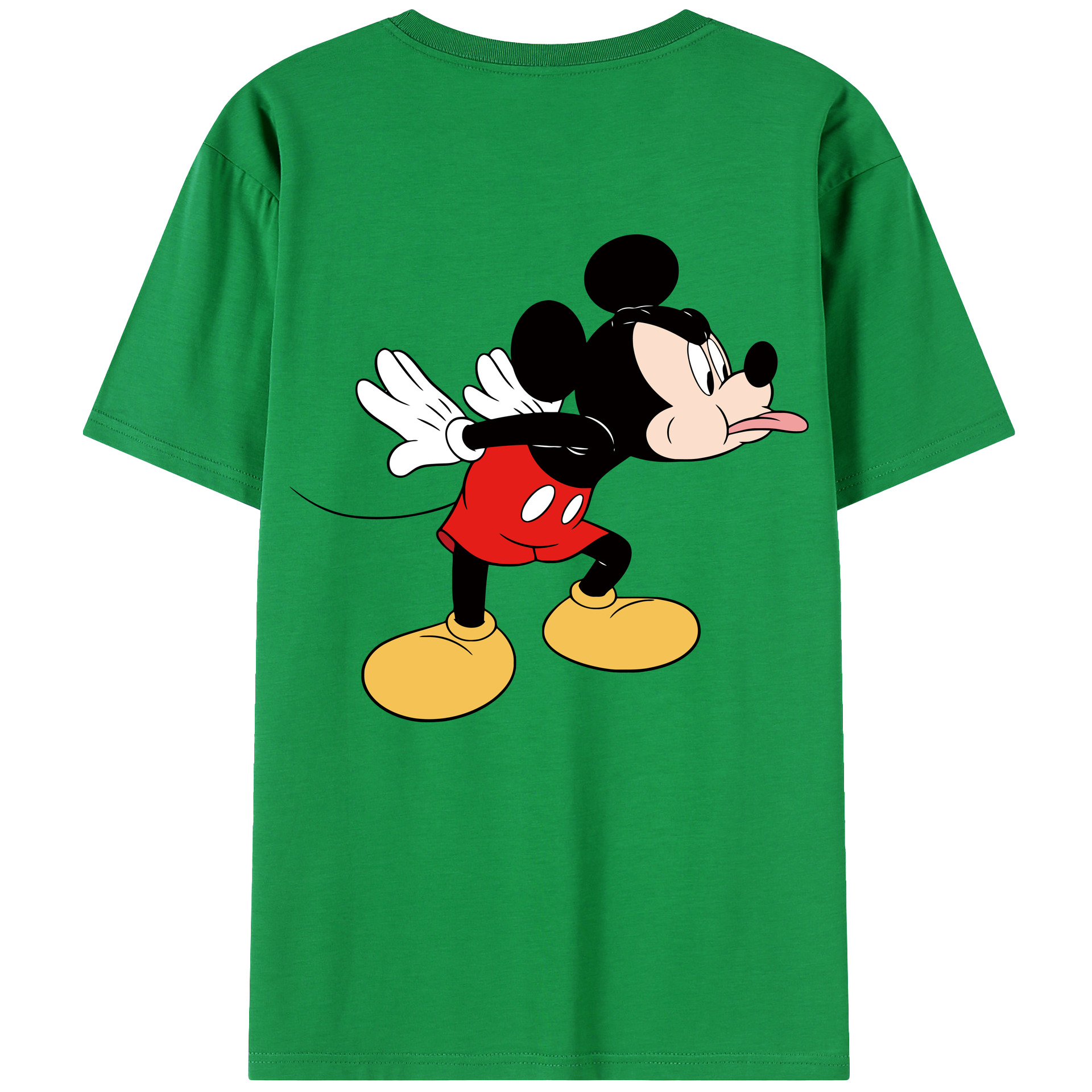 ミッキーマウス Mickey Mouse 綿100％ メンズ半袖Tシャツ（バックプリント） 通気性