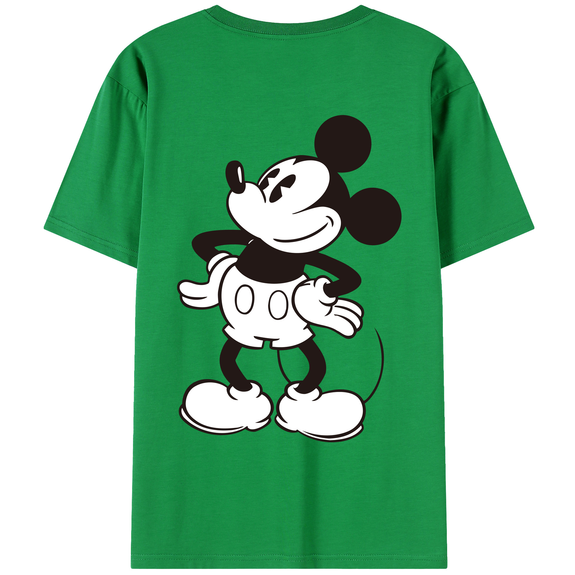 ミッキーマウス Mickey Mouse 綿100％ メンズ半袖Tシャツ（バックプリント） 通気性