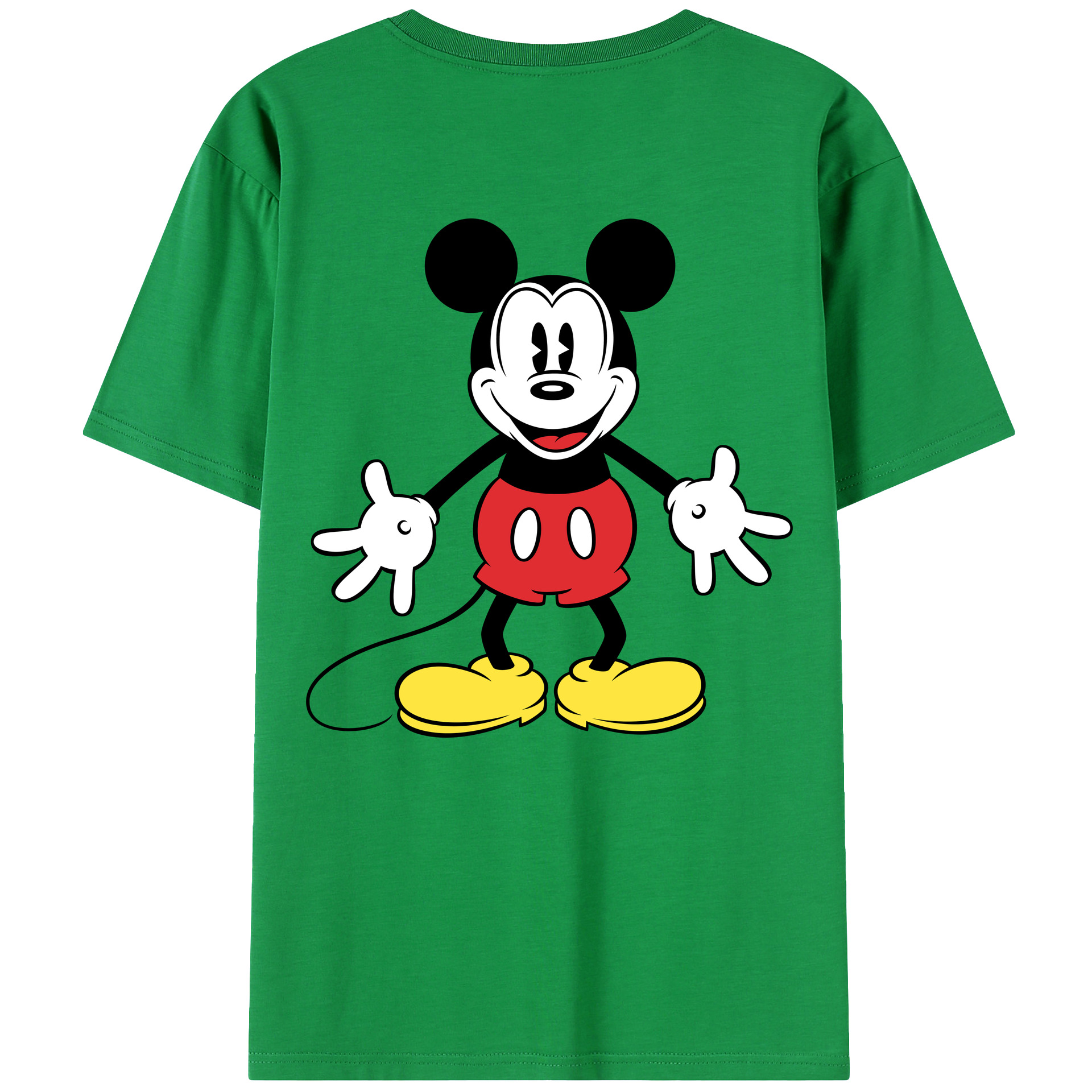 ミッキーマウス Mickey Mouse 綿100％ メンズ半袖Tシャツ（バックプリント） 通気性