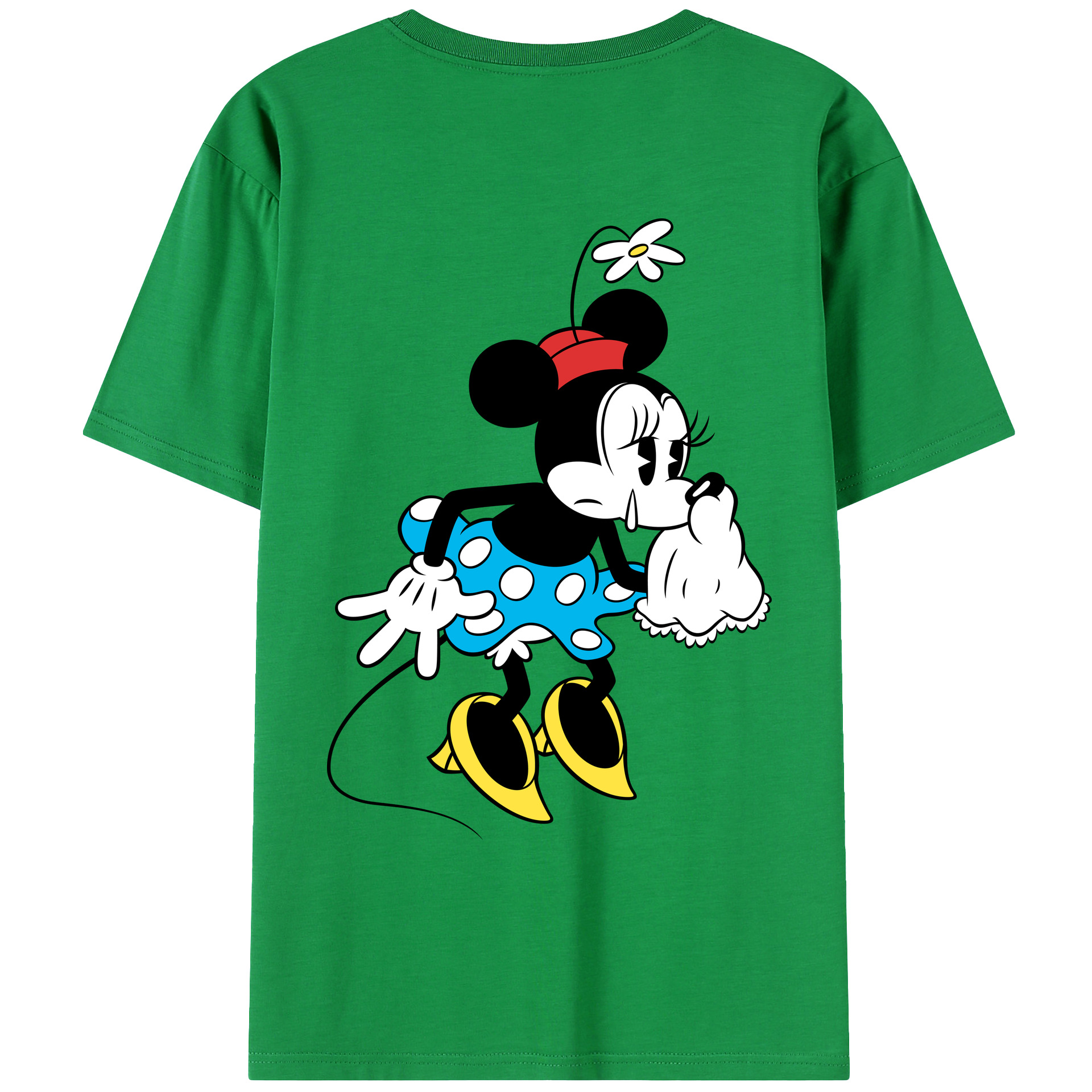 ミッキーマウス Mickey Mouse 綿100％ メンズ半袖Tシャツ（バックプリント） 通気性