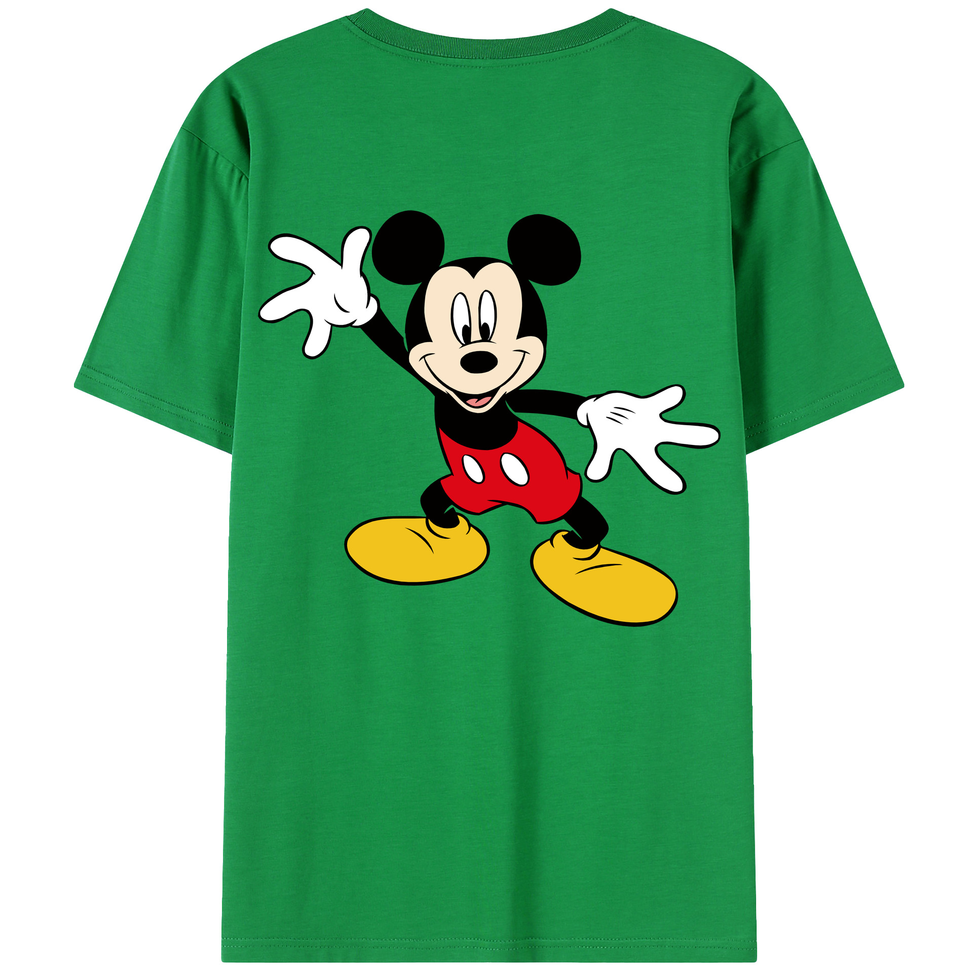ミッキーマウス Mickey Mouse 綿100％ メンズ半袖Tシャツ（バックプリント） 通気性