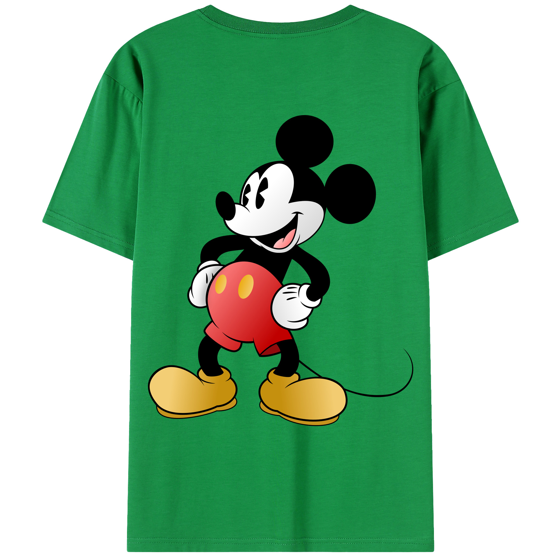 ミッキーマウス Mickey Mouse 綿100％ メンズ半袖Tシャツ（バックプリント） 通気性