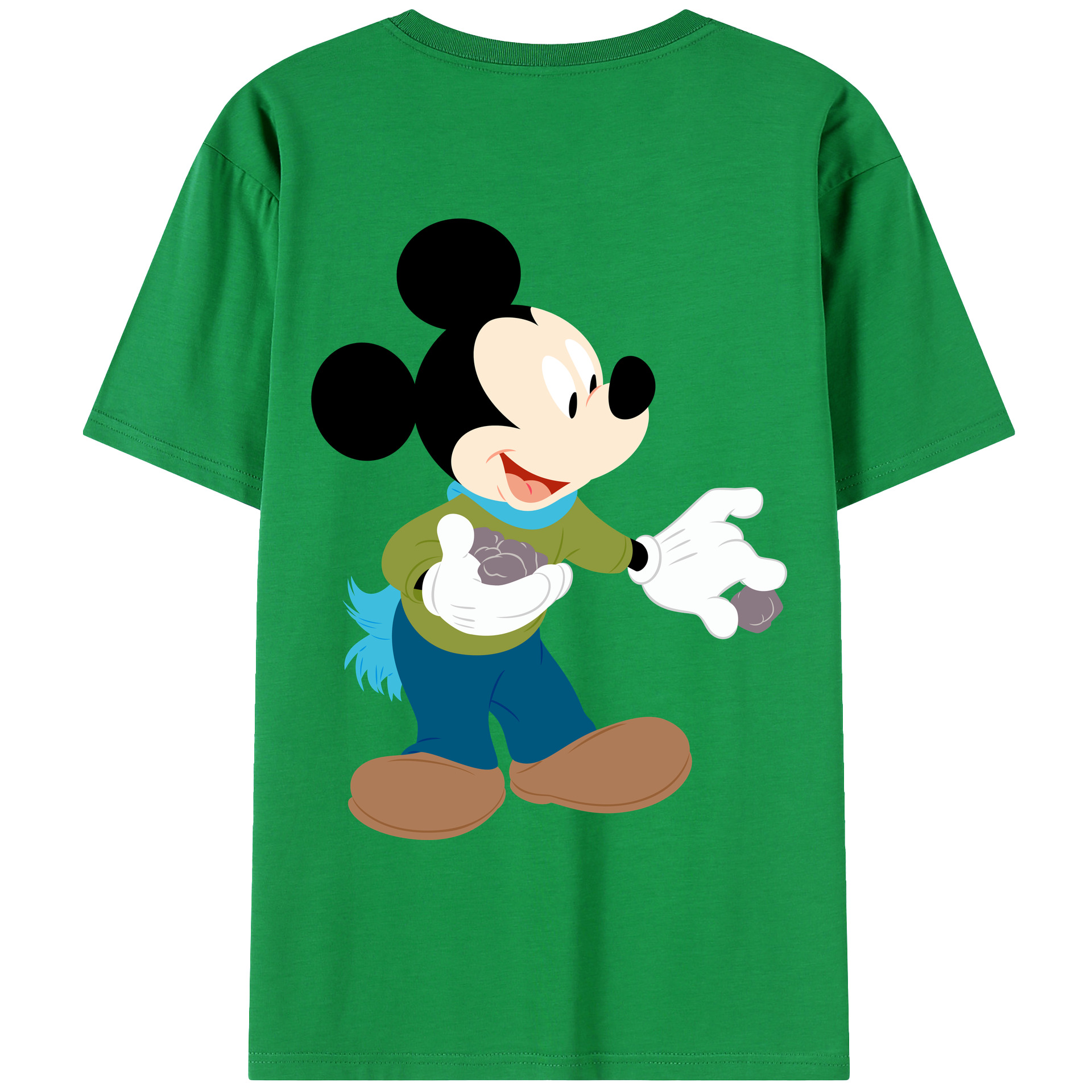 ミッキーマウス Mickey Mouse 綿100％ メンズ半袖Tシャツ（バックプリント） 通気性