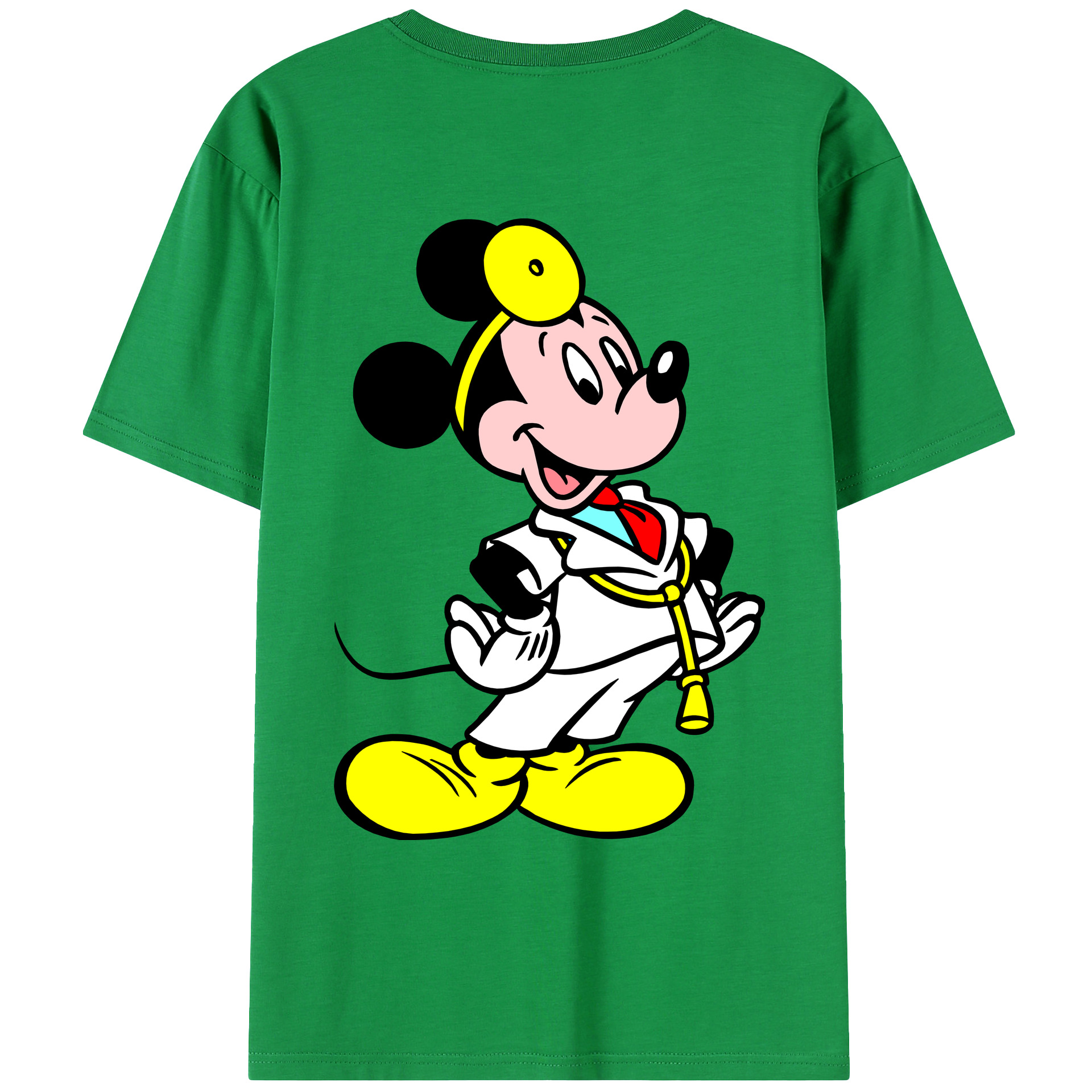 ミッキーマウス Mickey Mouse 綿100％ メンズ半袖Tシャツ（バックプリント） 通気性