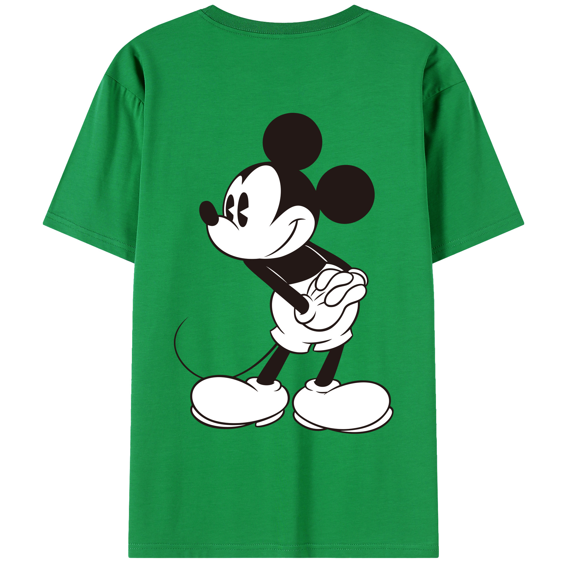 ミッキーマウス Mickey Mouse 綿100％ メンズ半袖Tシャツ（バックプリント） 通気性