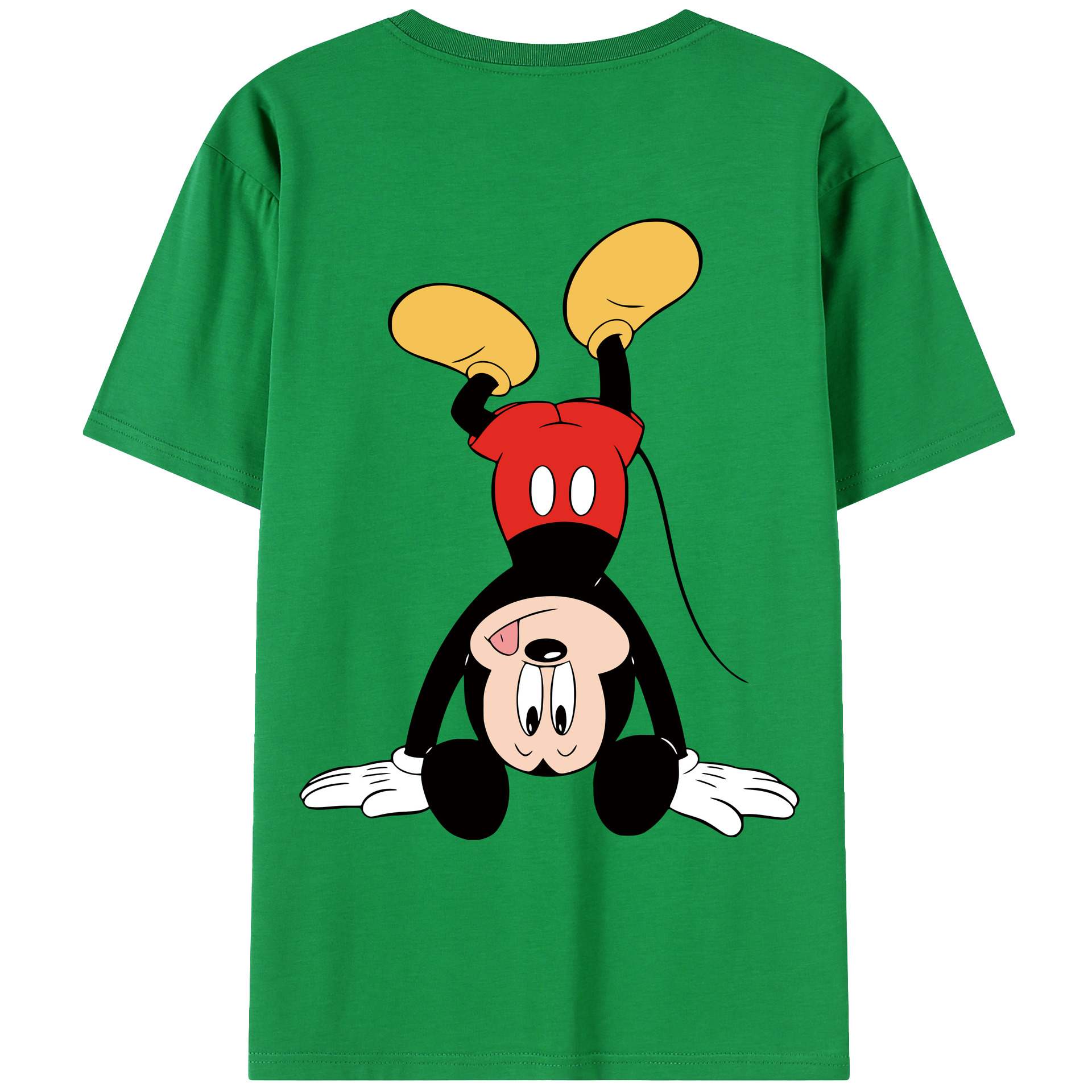 ミッキーマウス Mickey Mouse 綿100％ メンズ半袖Tシャツ（バックプリント） 通気性