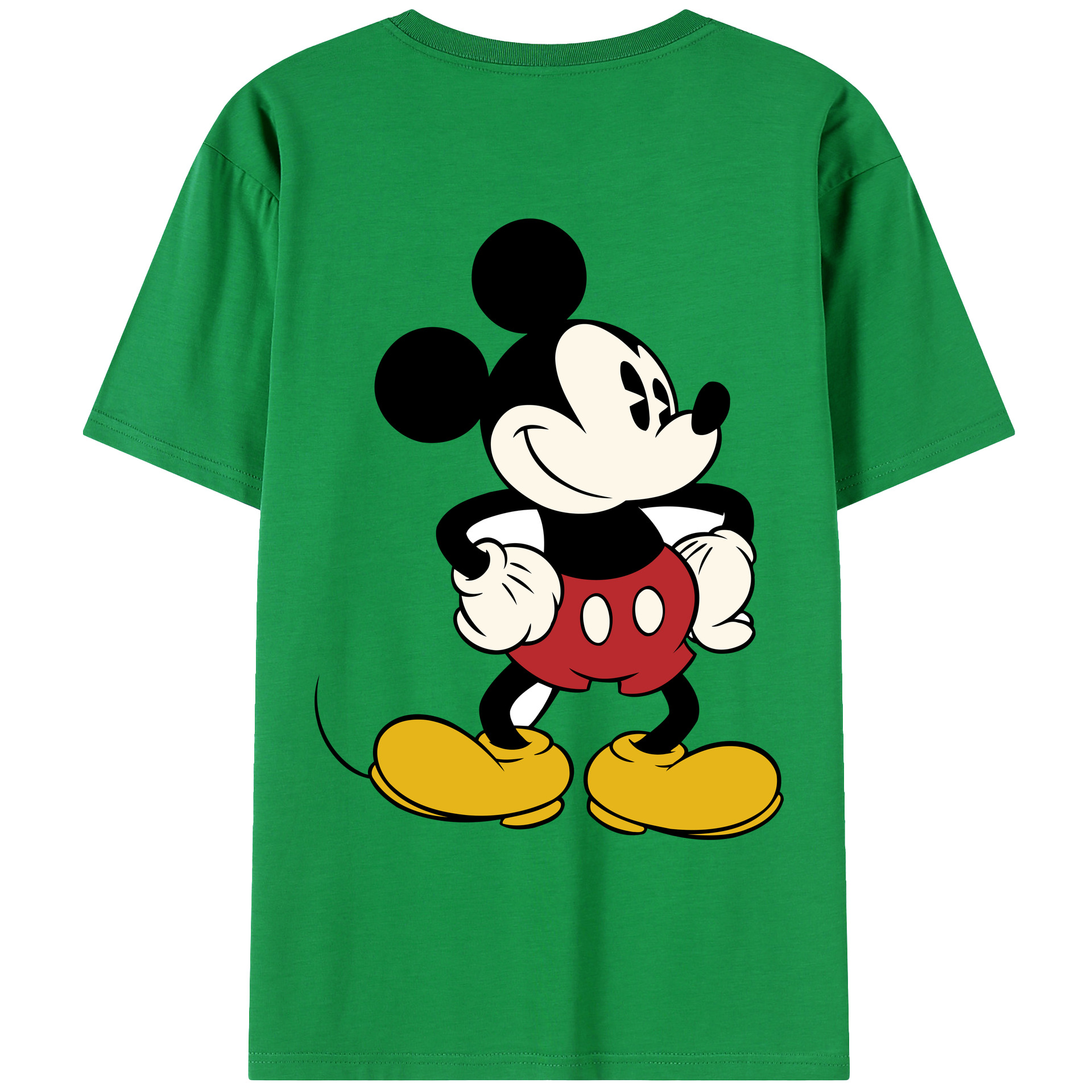 ミッキーマウス Mickey Mouse 綿100％ メンズ半袖Tシャツ（バックプリント） 通気性