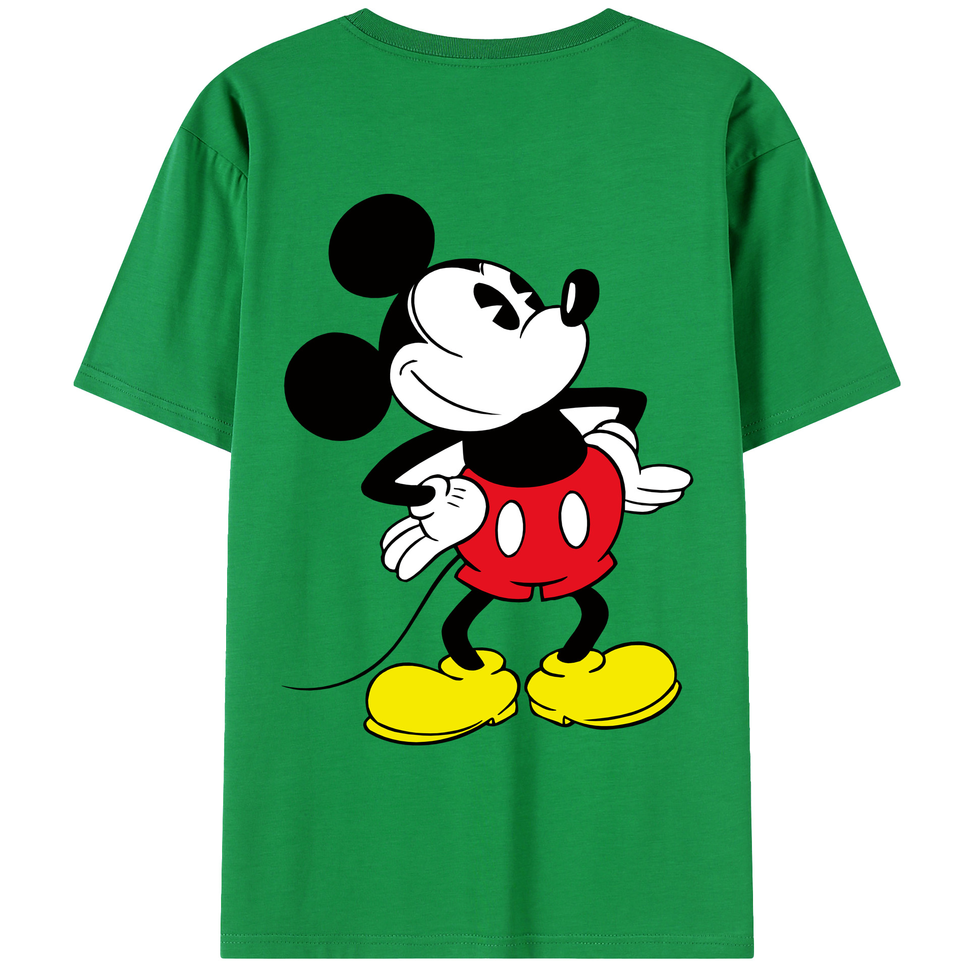 ミッキーマウス Mickey Mouse 綿100％ メンズ半袖Tシャツ（バックプリント） 通気性