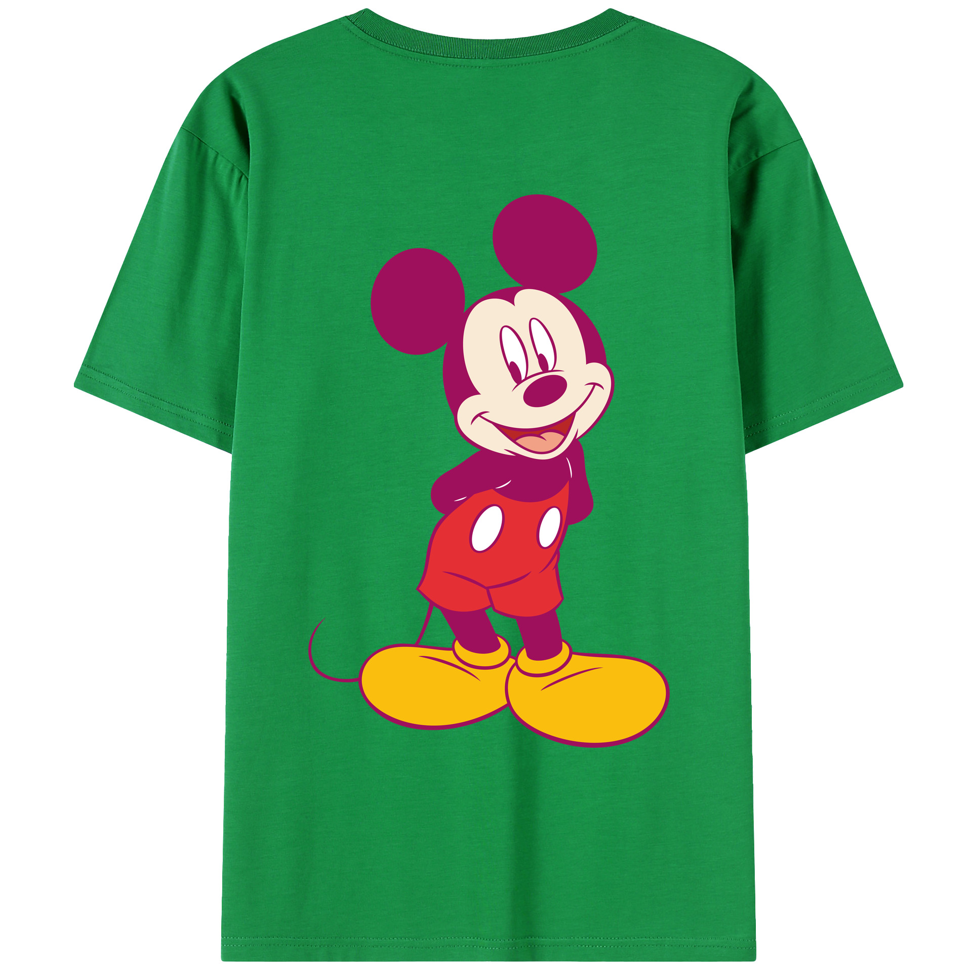 ミッキーマウス Mickey Mouse 綿100％ メンズ半袖Tシャツ（バックプリント） 通気性