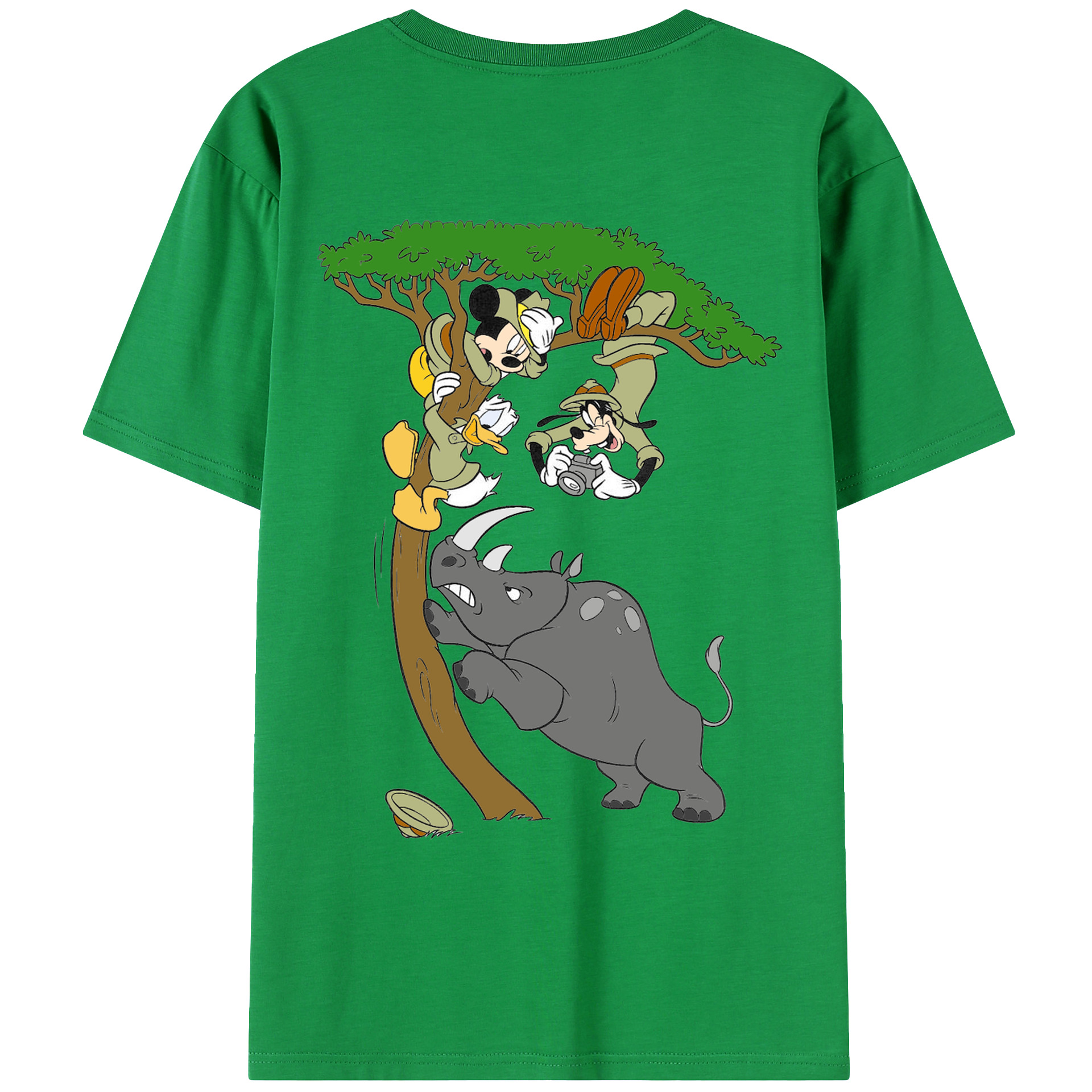 ミッキーマウス Mickey Mouse 綿100％ メンズ半袖Tシャツ（バックプリント） 通気性