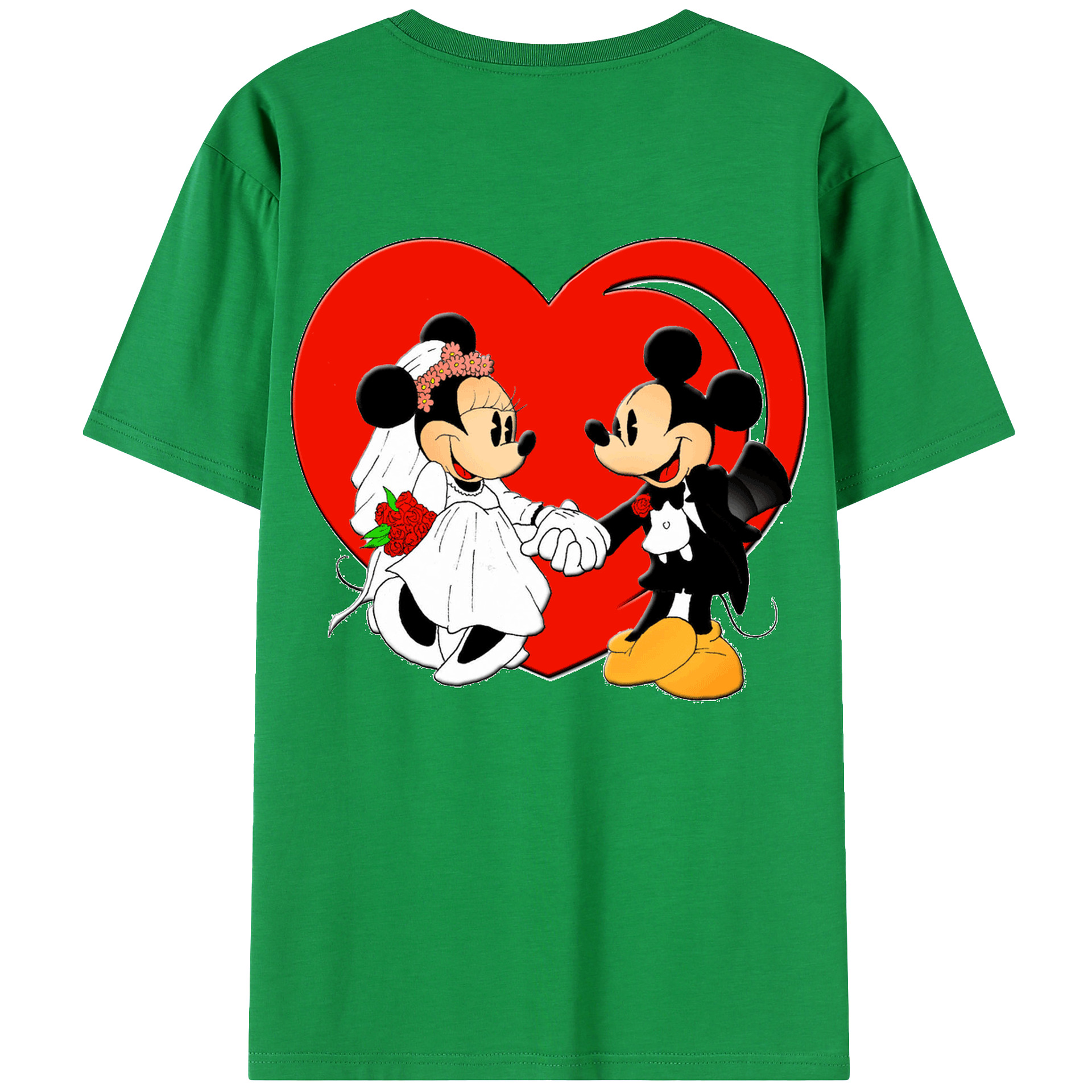 ミッキーマウス Mickey Mouse 綿100％ メンズ半袖Tシャツ（バックプリント） 通気性