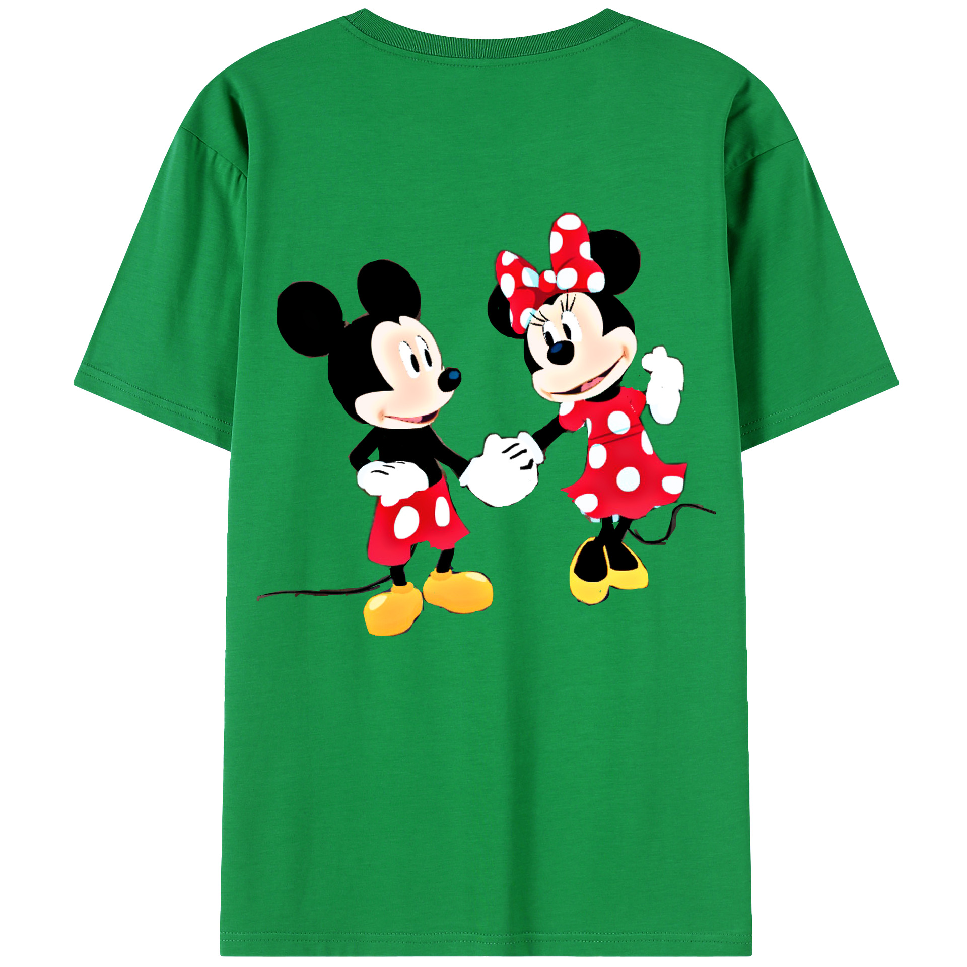 ミッキーマウス Mickey Mouse 綿100％ メンズ半袖Tシャツ（バックプリント） 通気性
