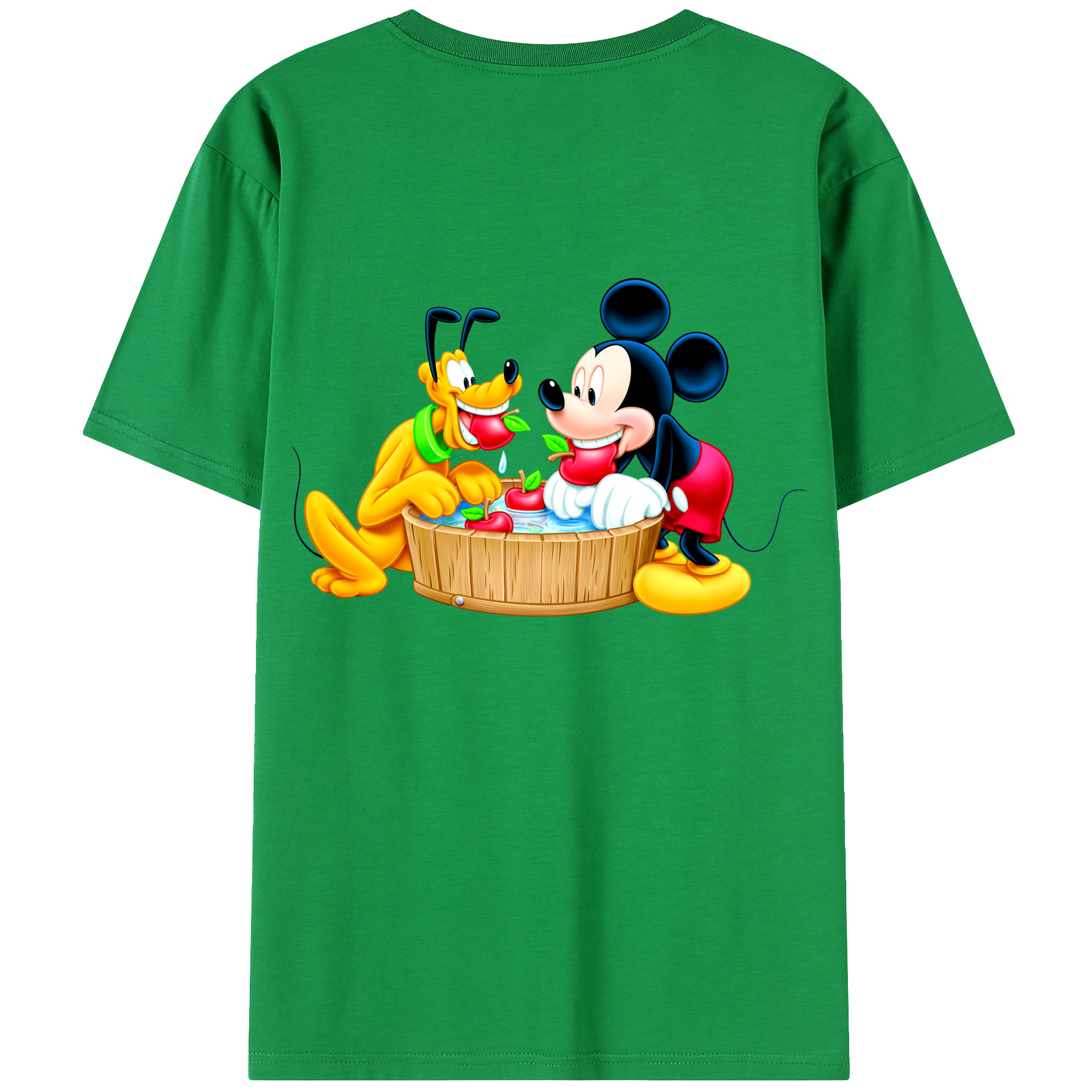 ミッキーマウス Mickey Mouse 綿100％ メンズ半袖Tシャツ（バックプリント） 通気性