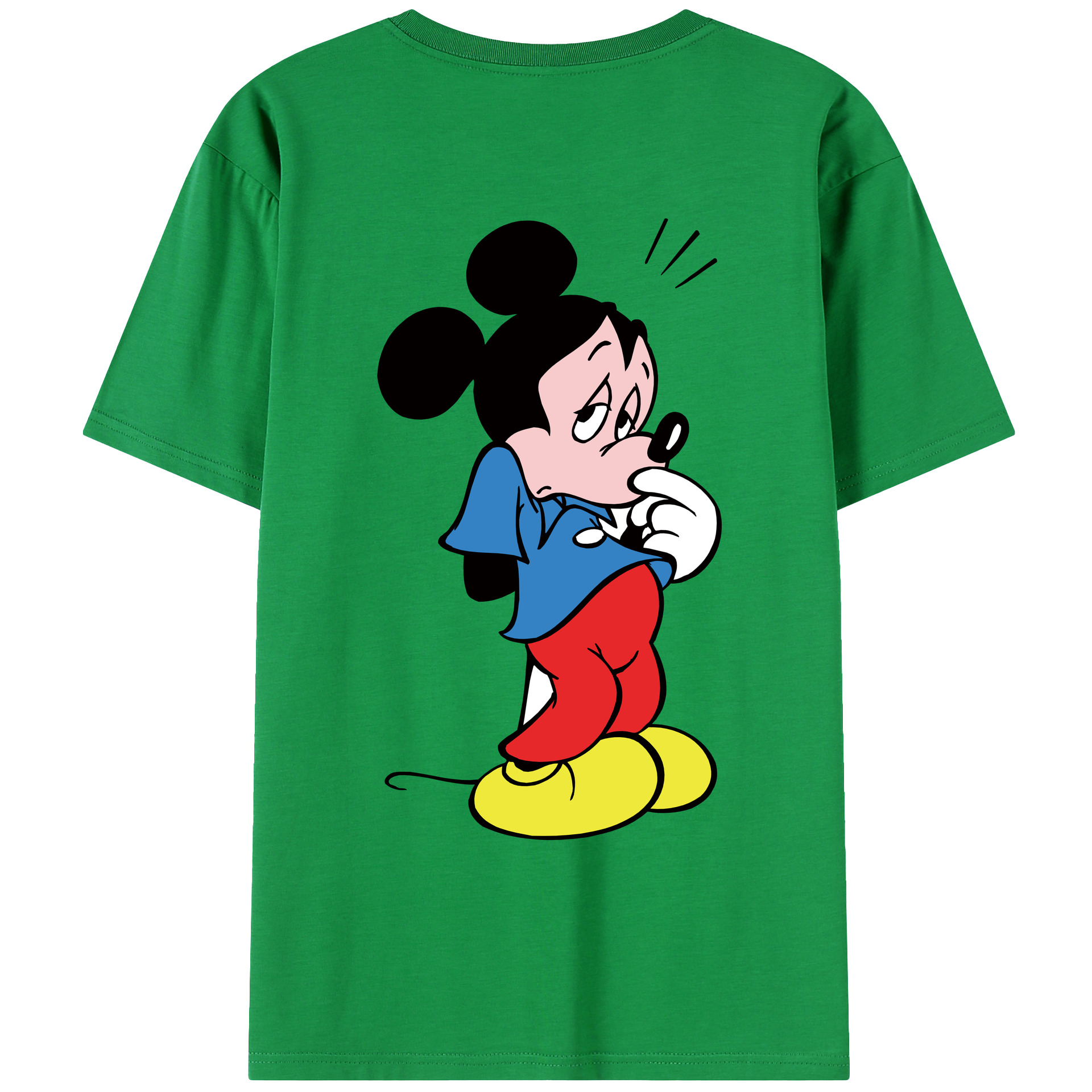 ミッキーマウス Mickey Mouse 綿100％ メンズ半袖Tシャツ（バックプリント） 通気性