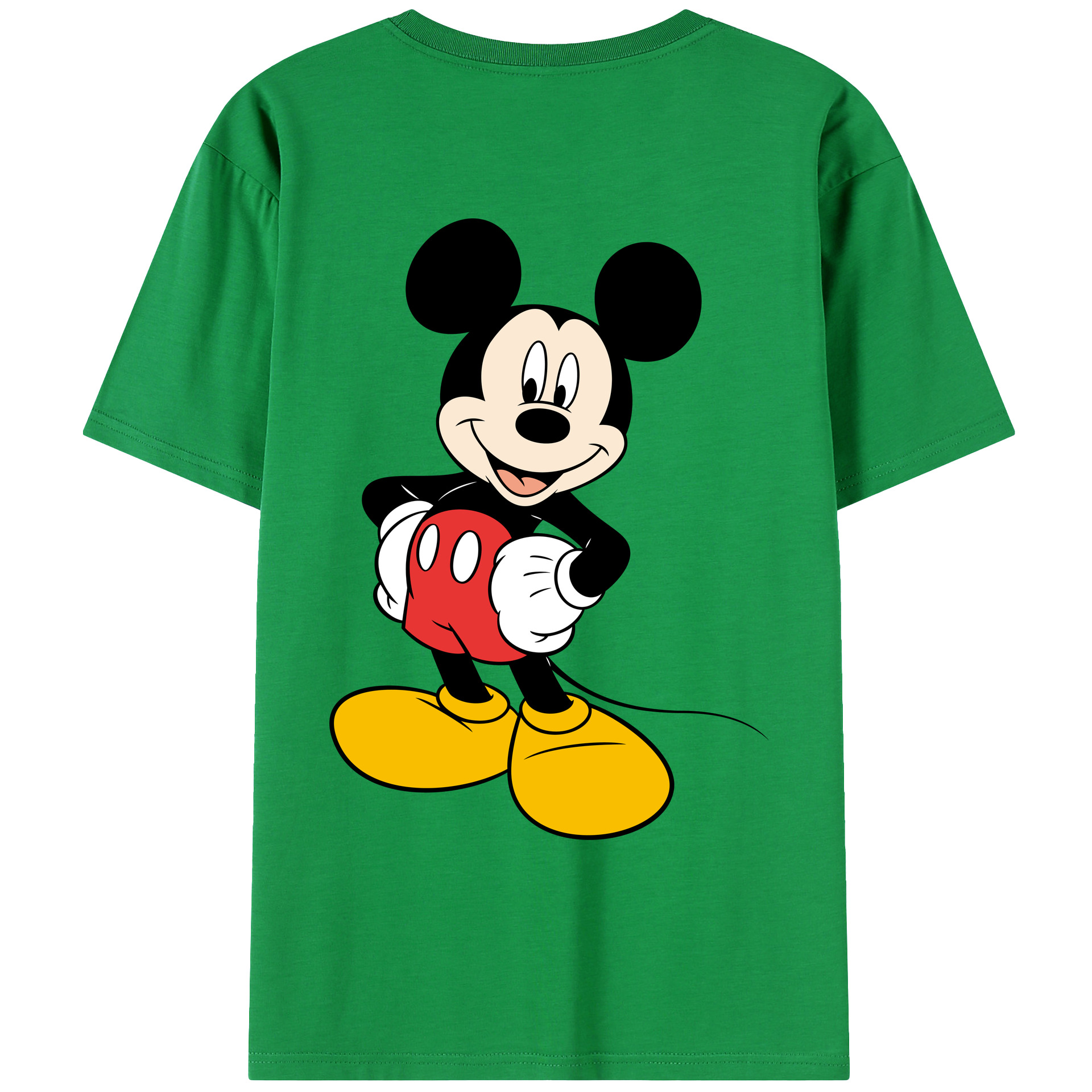 ミッキーマウス Mickey Mouse 綿100％ メンズ半袖Tシャツ（バックプリント） 通気性