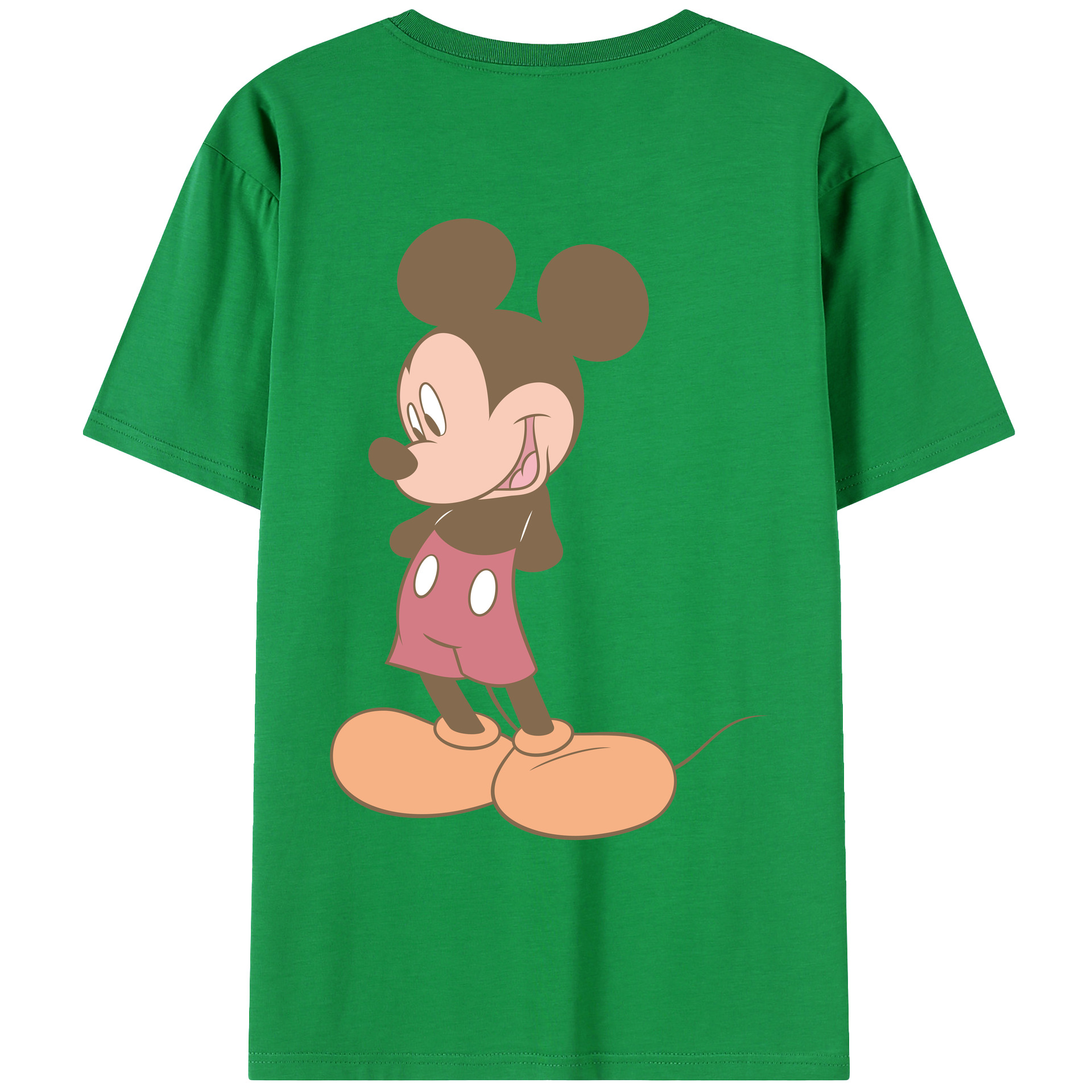 ミッキーマウス Mickey Mouse 綿100％ メンズ半袖Tシャツ（バックプリント） 通気性
