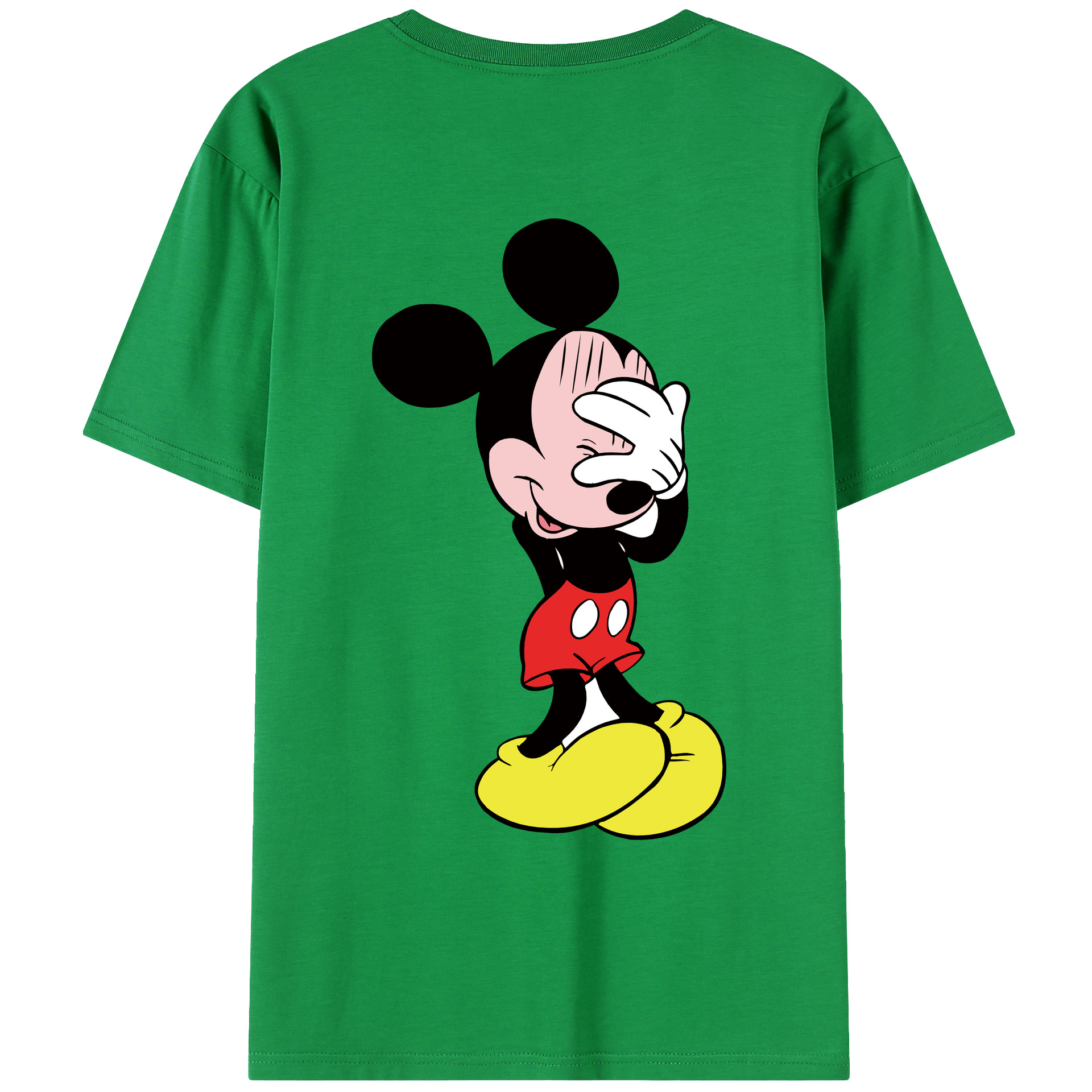 ミッキーマウス Mickey Mouse 綿100％ メンズ半袖Tシャツ（バックプリント） 通気性