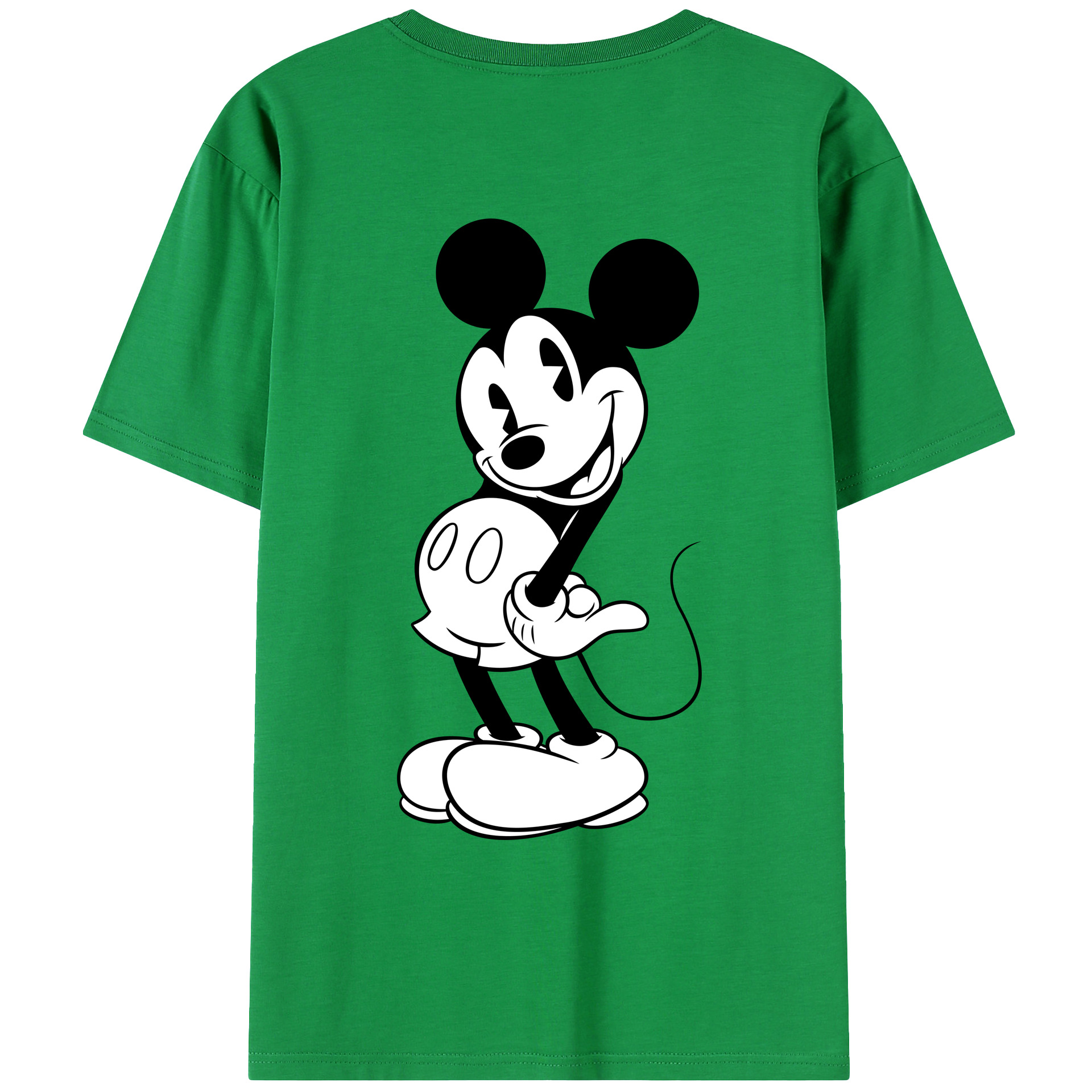 ミッキーマウス Mickey Mouse 綿100％ メンズ半袖Tシャツ（バックプリント） 通気性
