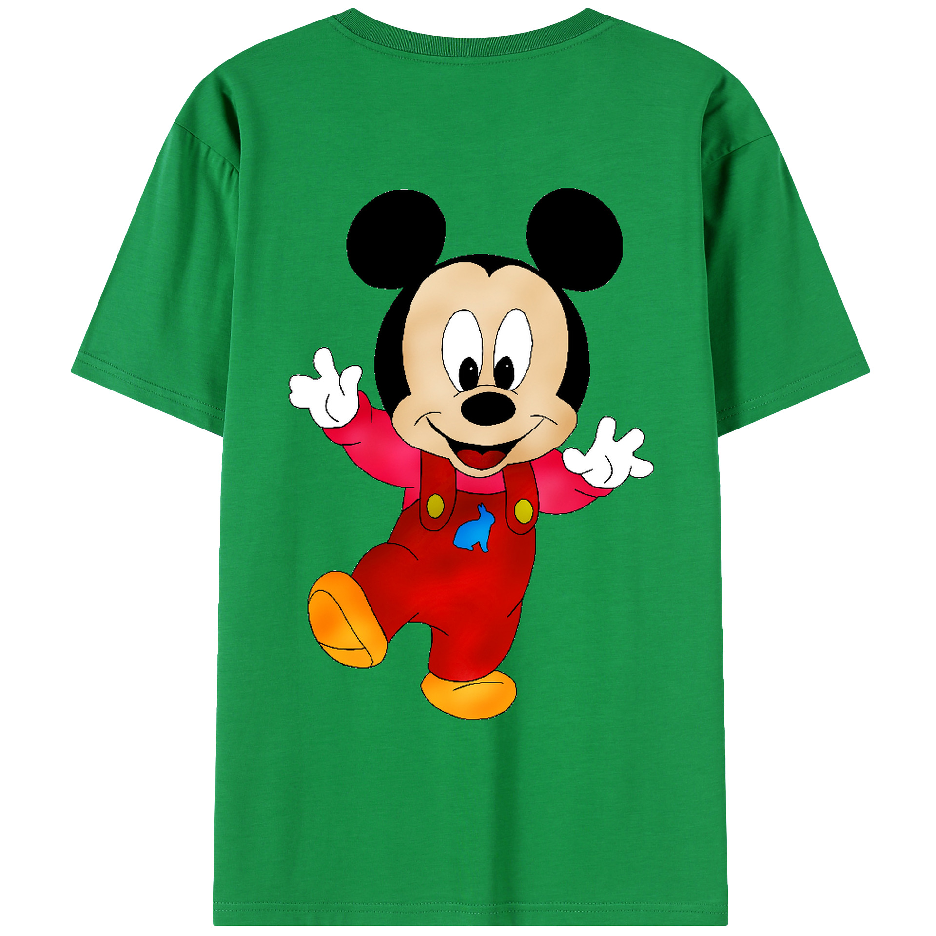 ミッキーマウス Mickey Mouse 綿100％ メンズ半袖Tシャツ（バックプリント） 通気性