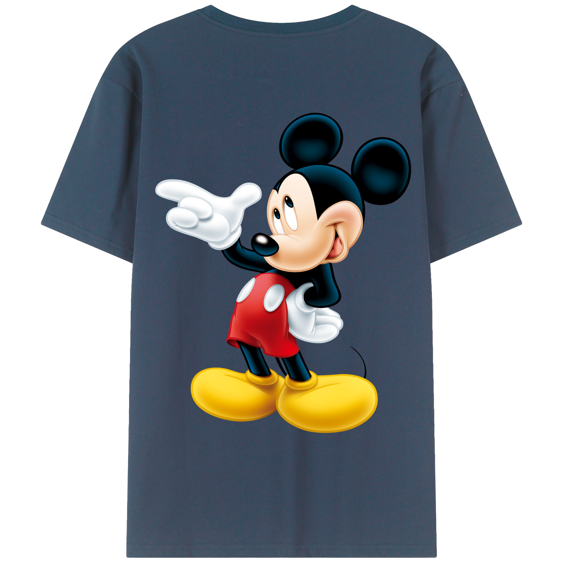 ミッキーマウス Mickey Mouse 綿100％ メンズ半袖Tシャツ（バックプリント） 通気性