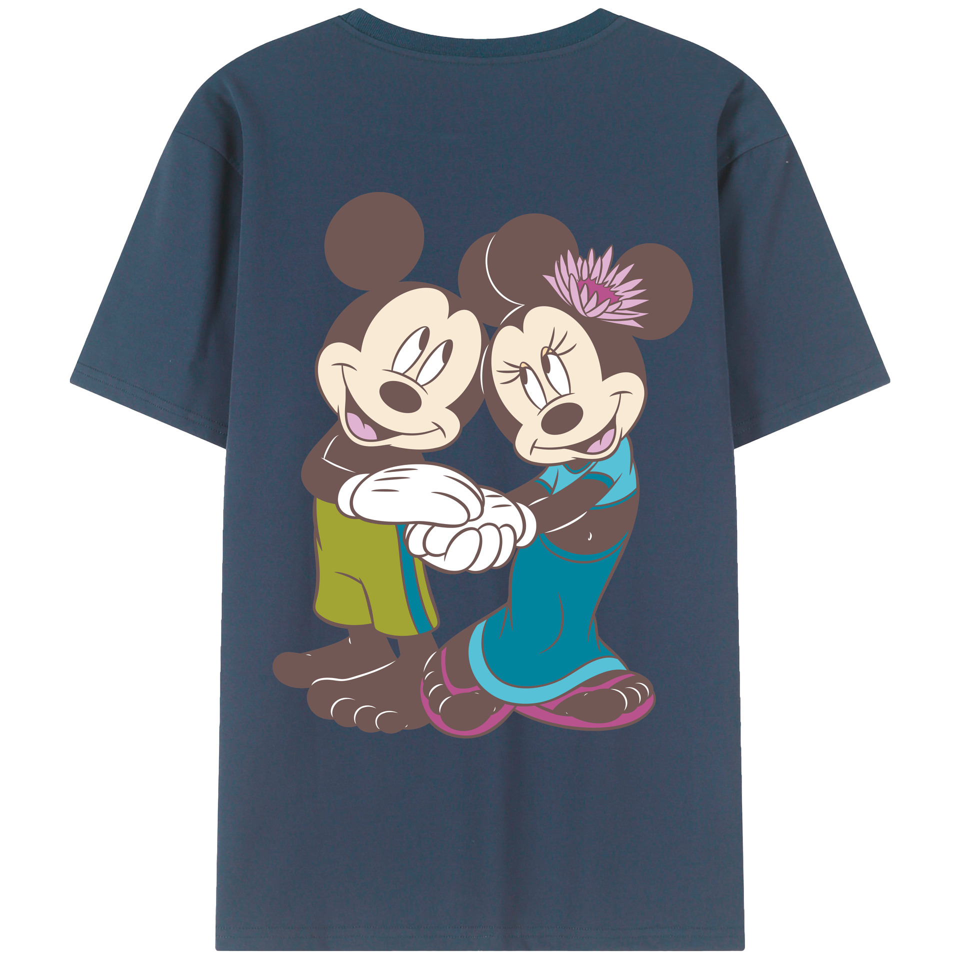 （画像用） ミッキーマウス Mickey Mouse 綿100％ メンズ半袖Tシャツ（バックプリント） 通気性