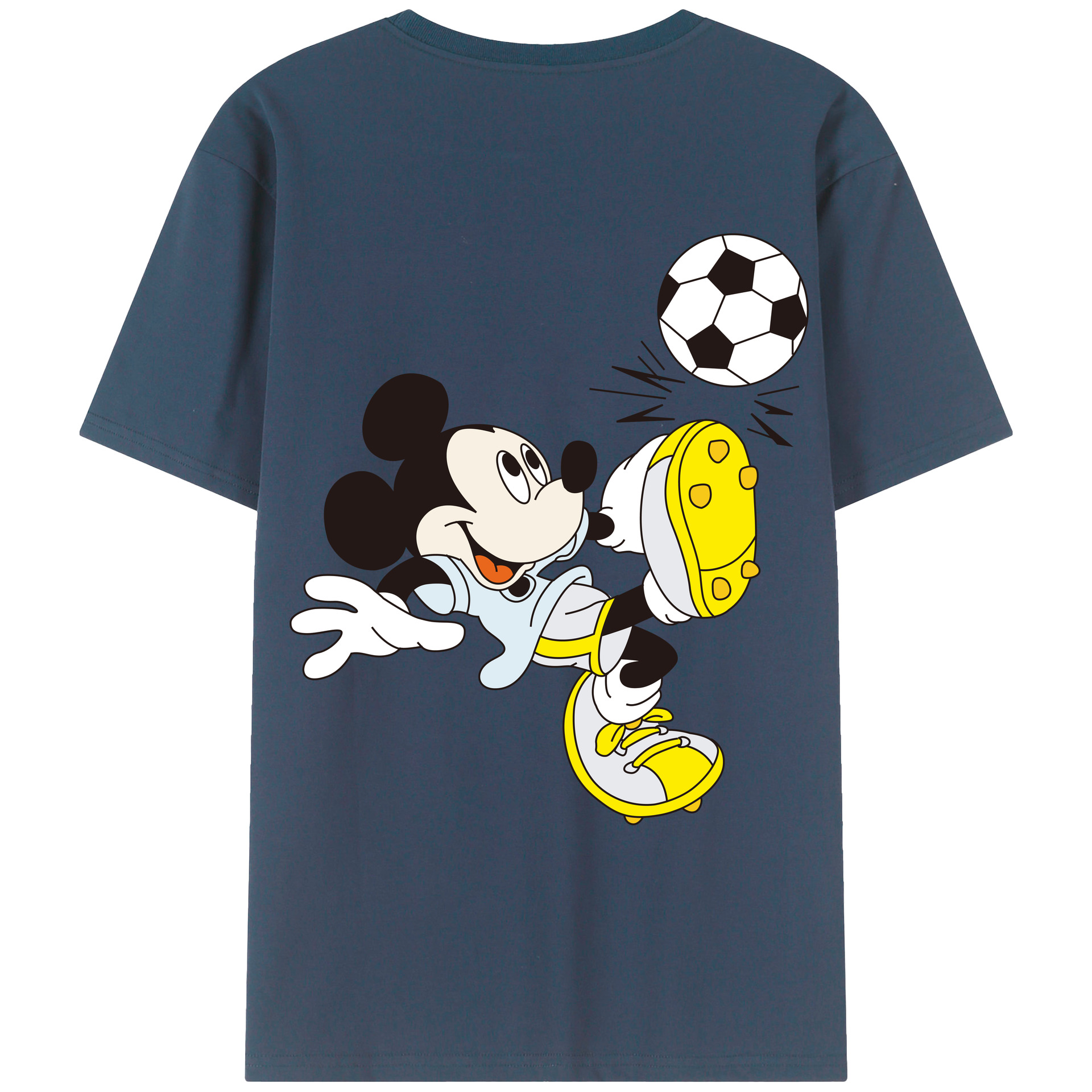 ミッキーマウス Mickey Mouse 綿100％ メンズ半袖Tシャツ（バックプリント） 通気性