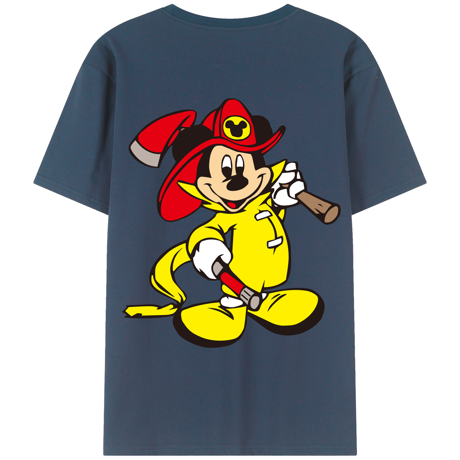 ミッキーマウス Mickey Mouse 綿100％ メンズ半袖Tシャツ（バックプリント） 通気性