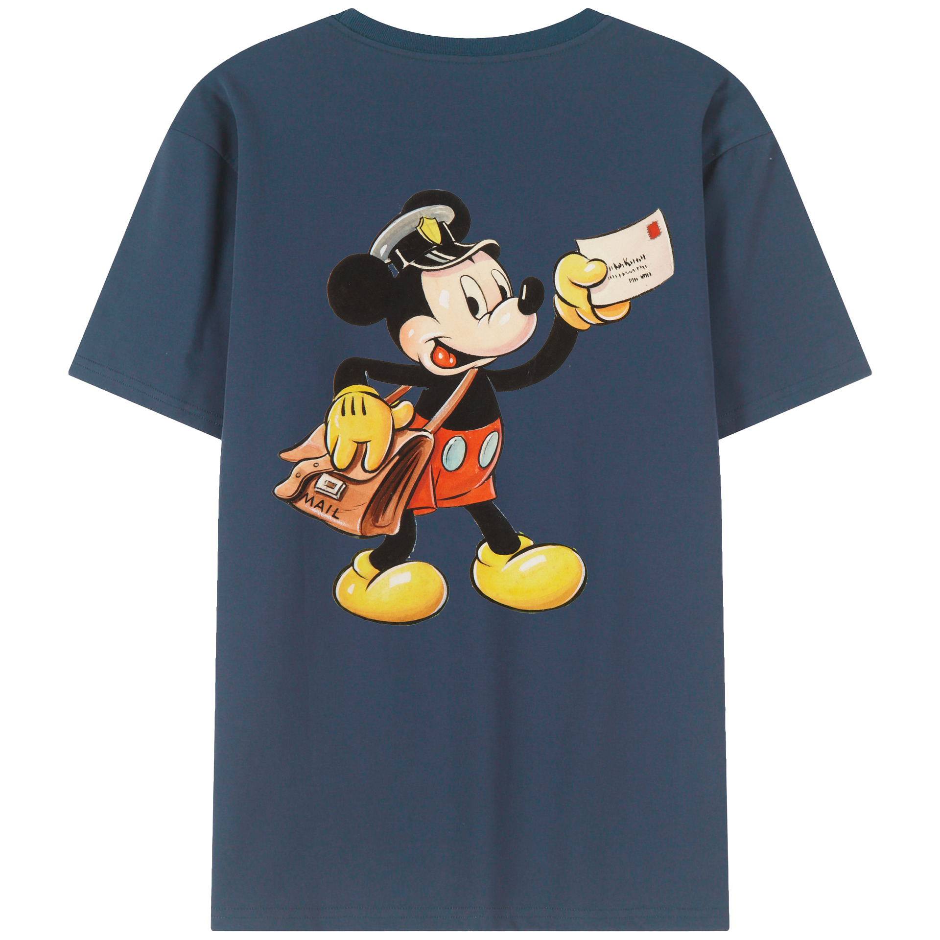 ミッキーマウス Mickey Mouse 綿100％ メンズ半袖Tシャツ（バックプリント） 通気性