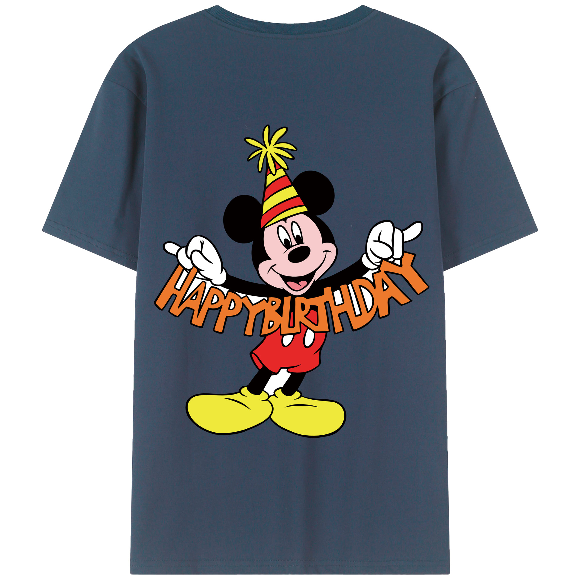 ミッキーマウス Mickey Mouse 綿100％ メンズ半袖Tシャツ（バックプリント） 通気性