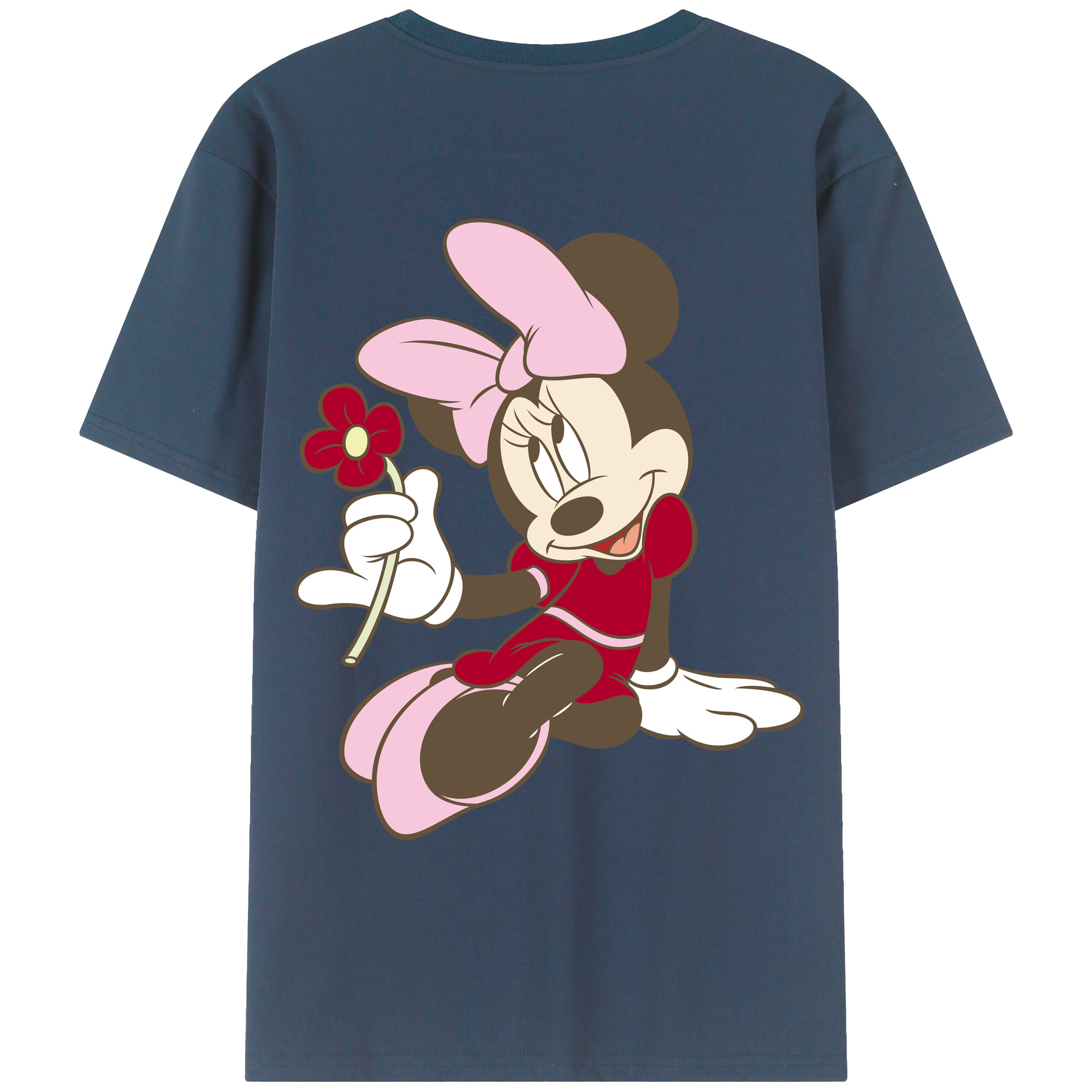 ミッキーマウス Mickey Mouse 綿100％ メンズ半袖Tシャツ（バックプリント） 通気性