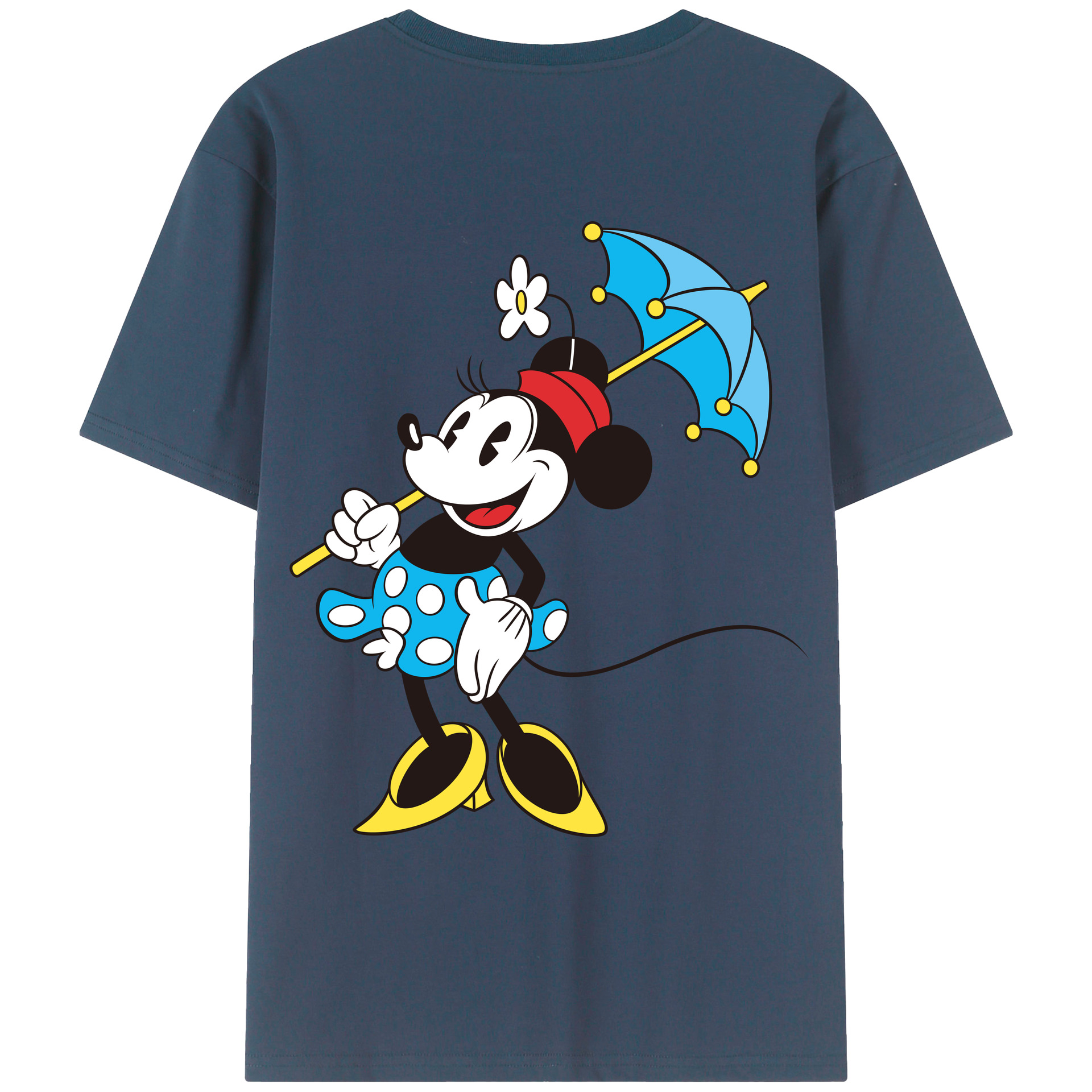 ミッキーマウス Mickey Mouse 綿100％ メンズ半袖Tシャツ（バックプリント） 通気性