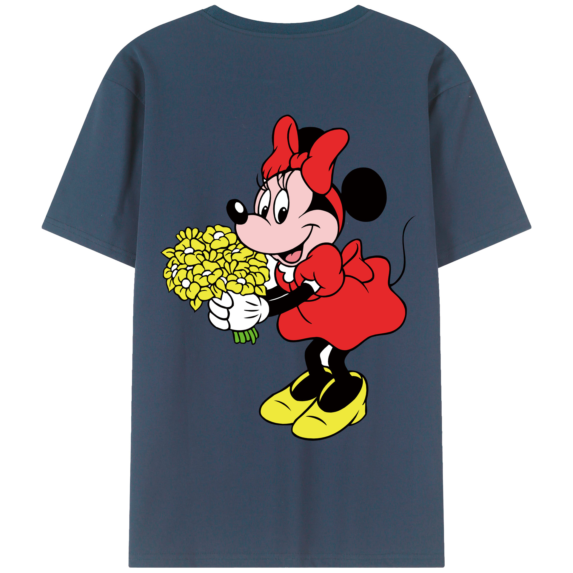 ミッキーマウス Mickey Mouse 綿100％ メンズ半袖Tシャツ（バックプリント） 通気性