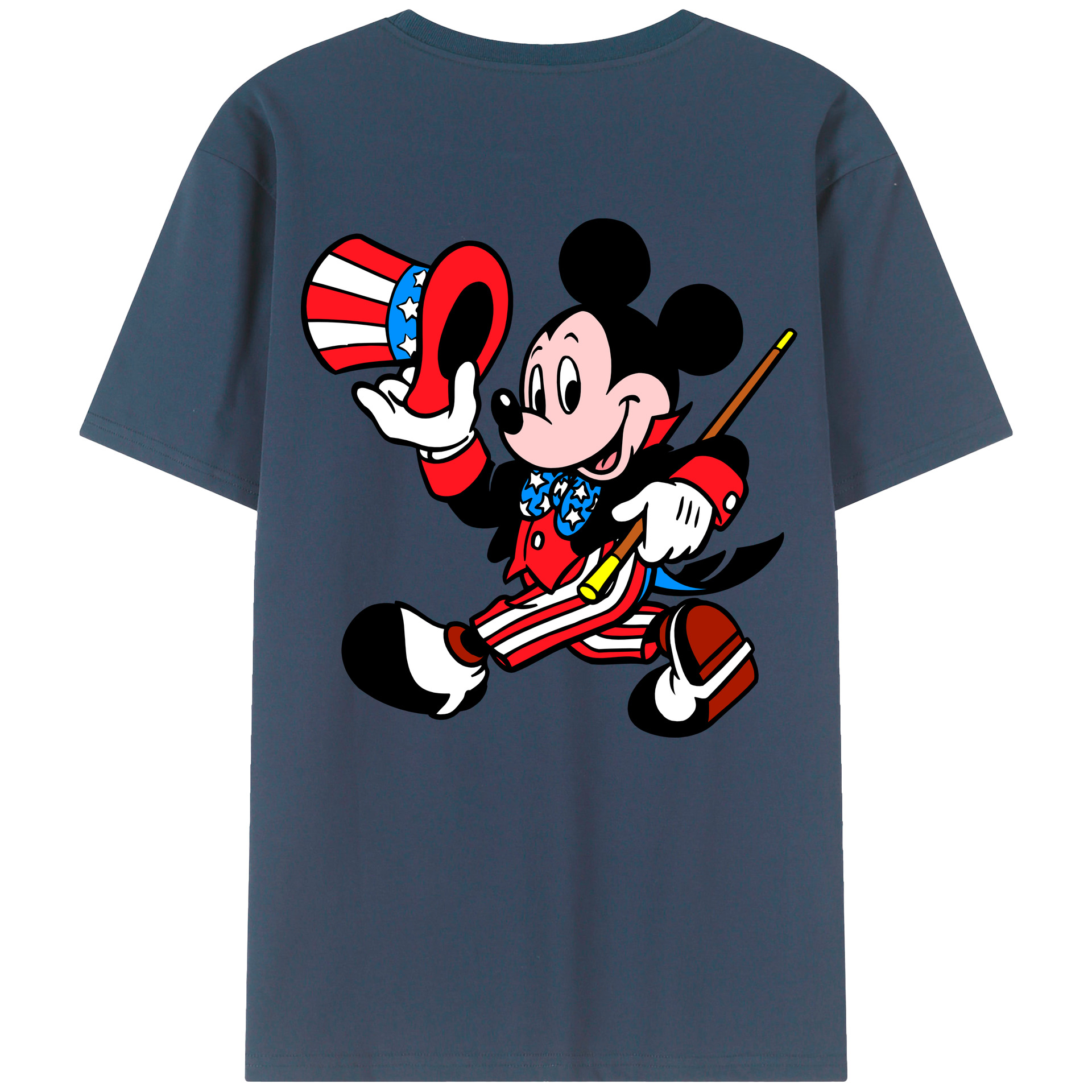 ミッキーマウス Mickey Mouse 綿100％ メンズ半袖Tシャツ（バックプリント） 通気性