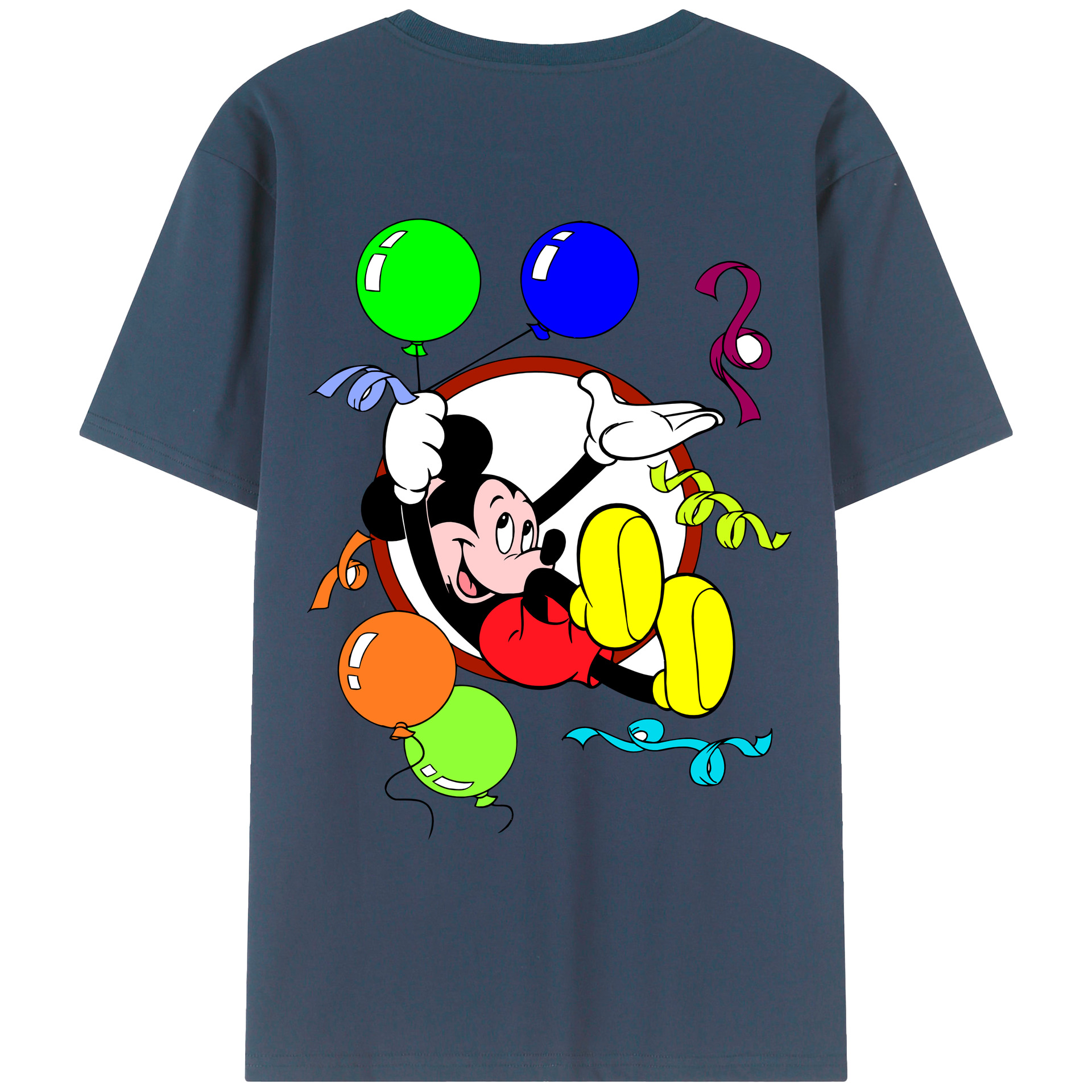 ミッキーマウス Mickey Mouse 綿100％ メンズ半袖Tシャツ（バックプリント） 通気性